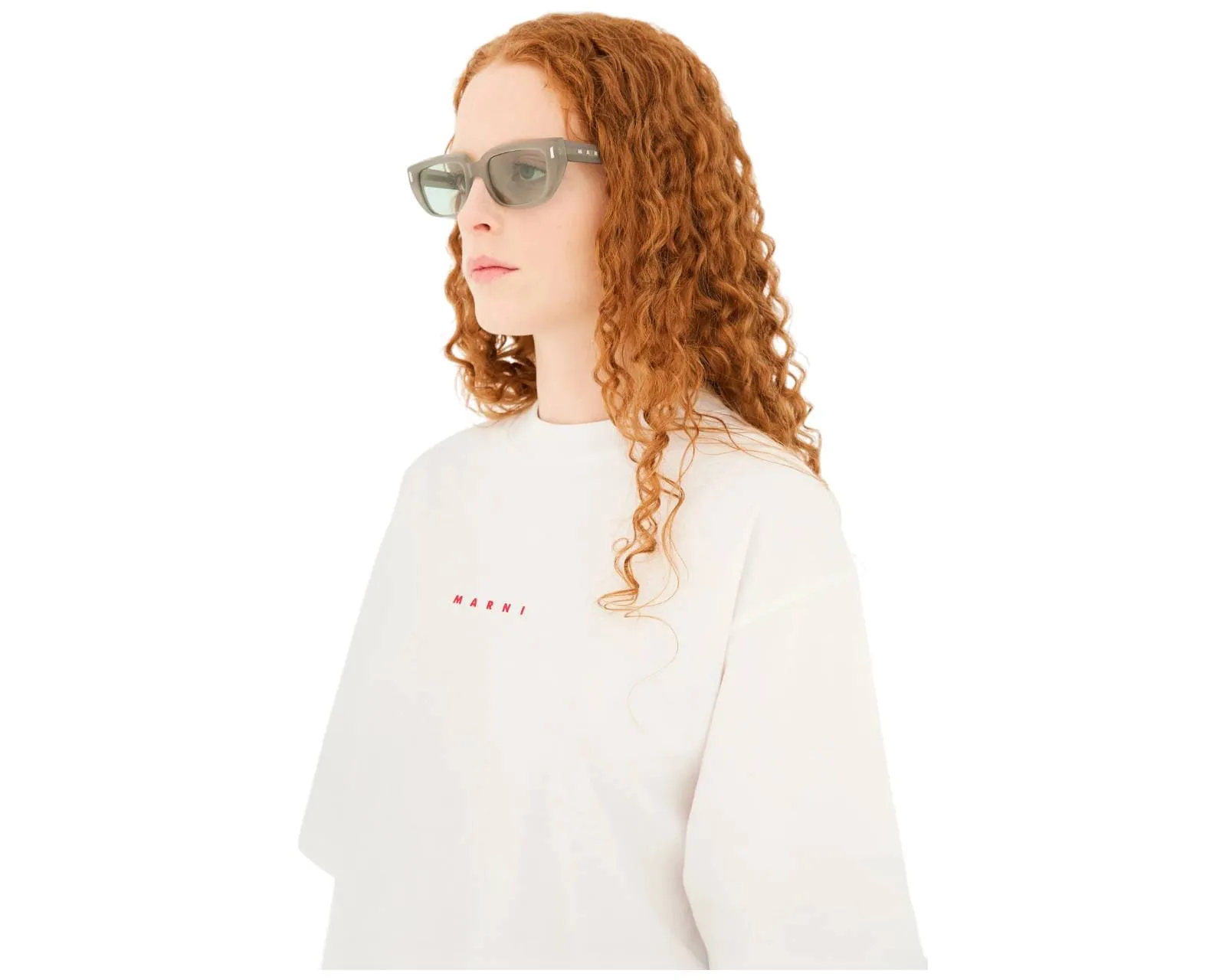 Marni 81E Etezea Light Grey Occhiali da sole Acetato Grigio Verde Cat Eye - immagine 4
