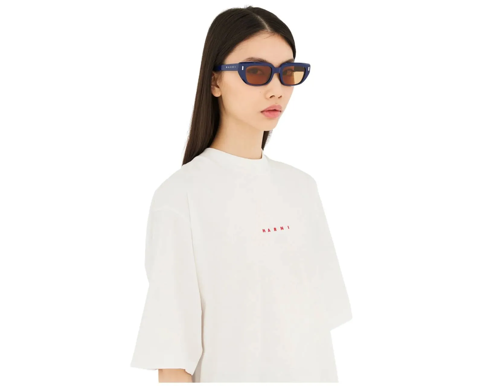 Marni UWF Etezea Deep Blue Occhiali da sole Acetato Blu Marrone Cat Eye - immagine 3