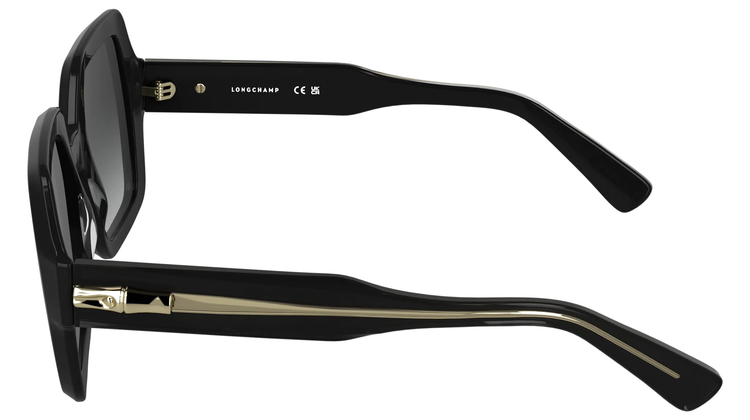 LONGCHAMP LO790S 001 Occhiali da sole Acetato Nero Squadrata Normale - immagine 3