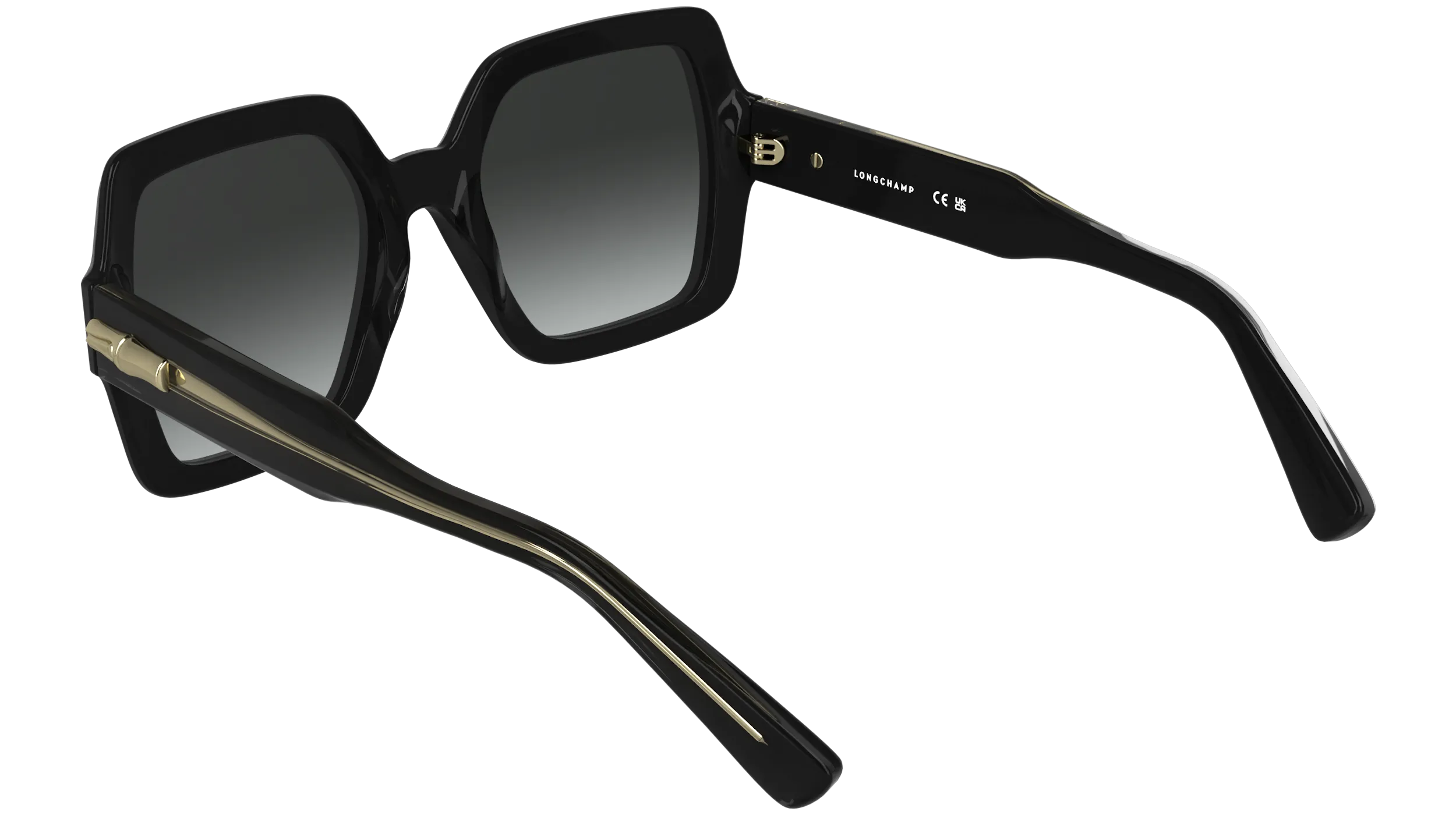 LONGCHAMP LO790S 001 Occhiali da sole Acetato Nero Squadrata Normale - immagine 4