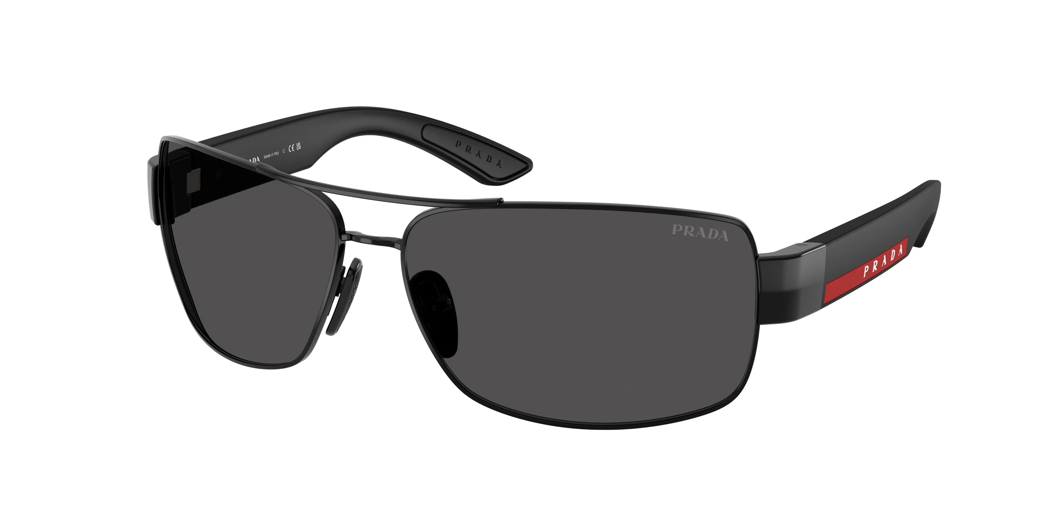Prada Linea Rossa PS B52S 1AB06F Occhiali da sole Metallo Nero Grigio Geometrica Normale - immagine 1