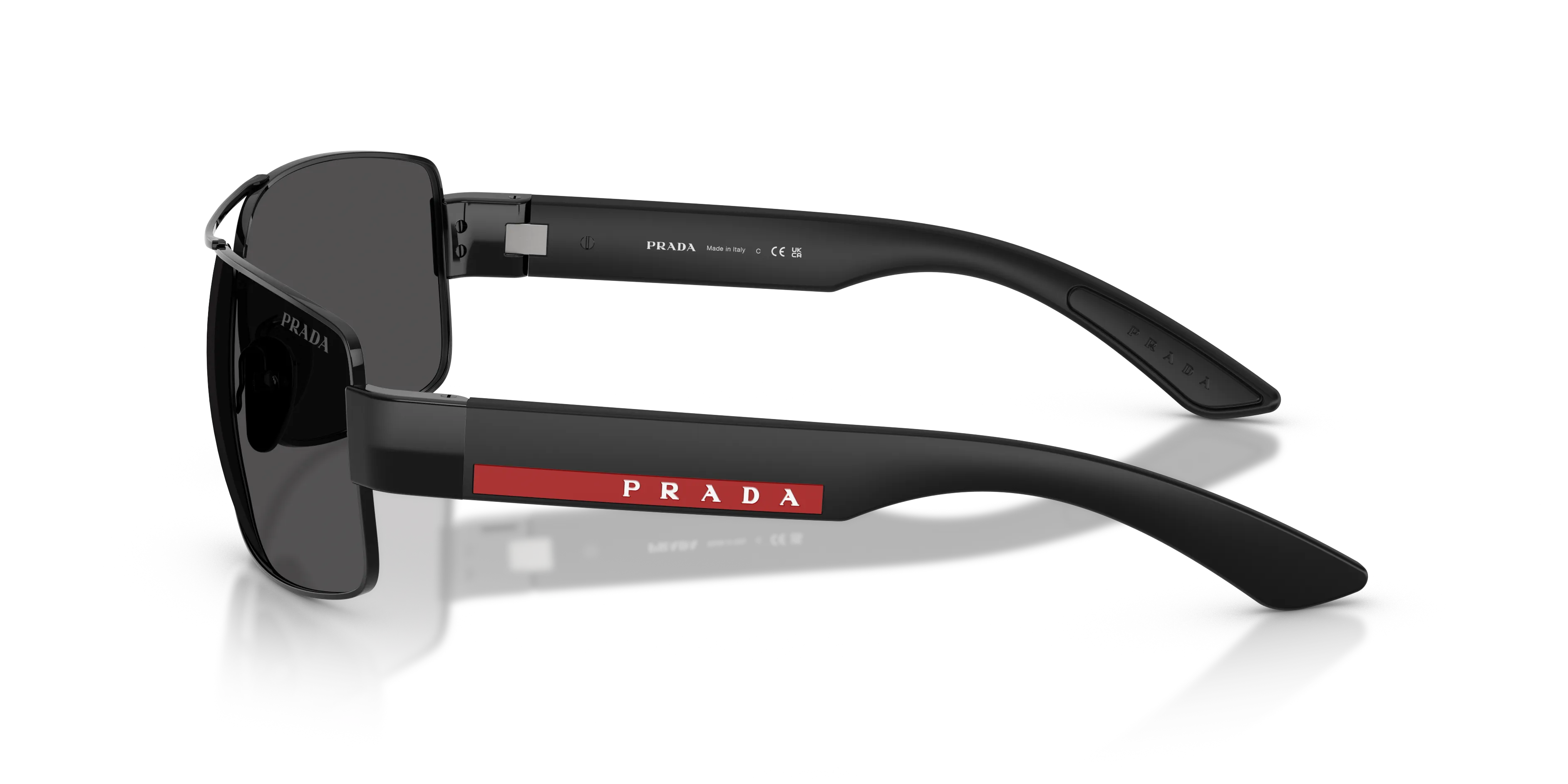 Prada Linea Rossa PS B52S 1AB06F Occhiali da sole Metallo Nero Grigio Geometrica Normale - immagine 4