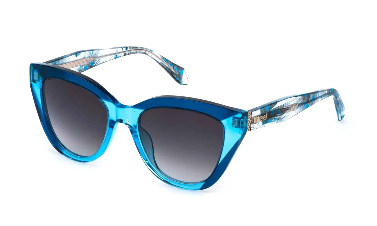 Just Cavalli SJC173V 06SB Occhiali da sole Acetato Blu Fumo Farfalla Normale Sfumato - immagine 1