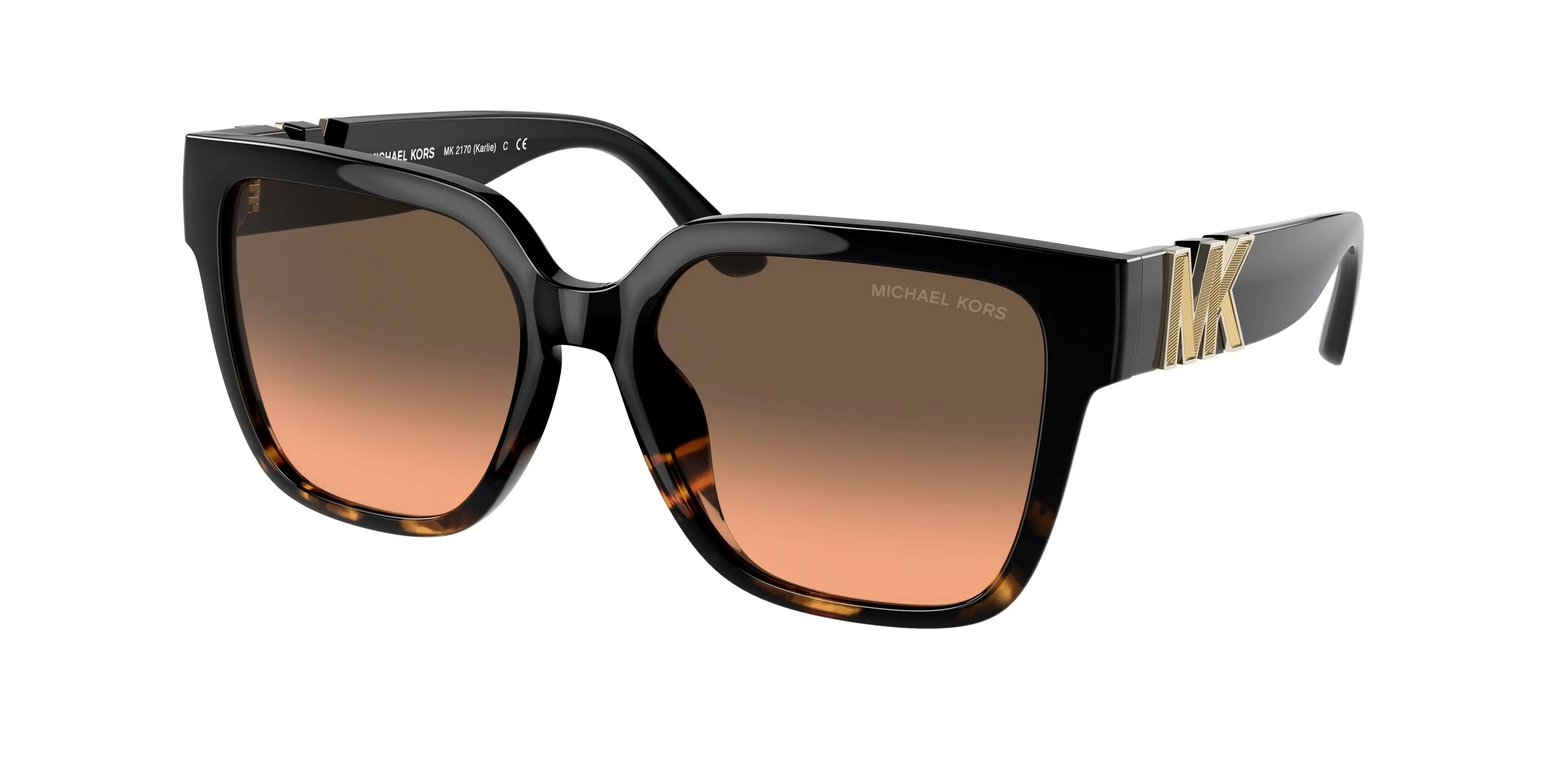 Michael Kors MK2170U KARLIE 390818 Occhiali da sole Iniettato Nero Arancione Squadrata Normale Sfumato - immagine 1