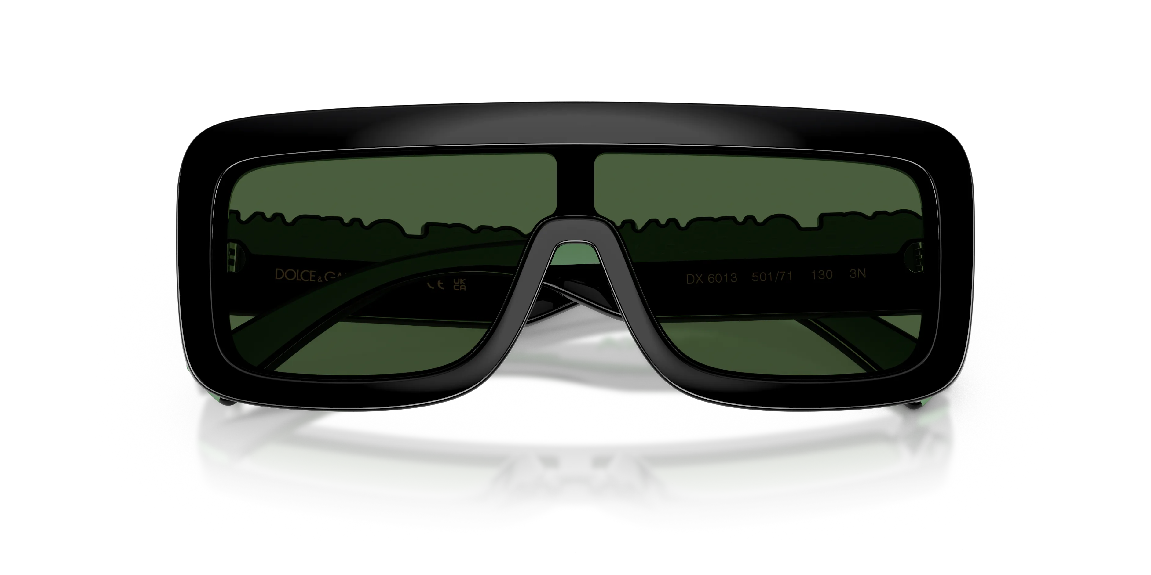 Dolce & Gabbana DX6013 501/71 Occhiali da sole Iniettato Nero Verde Squadrata Normale - immagine 2