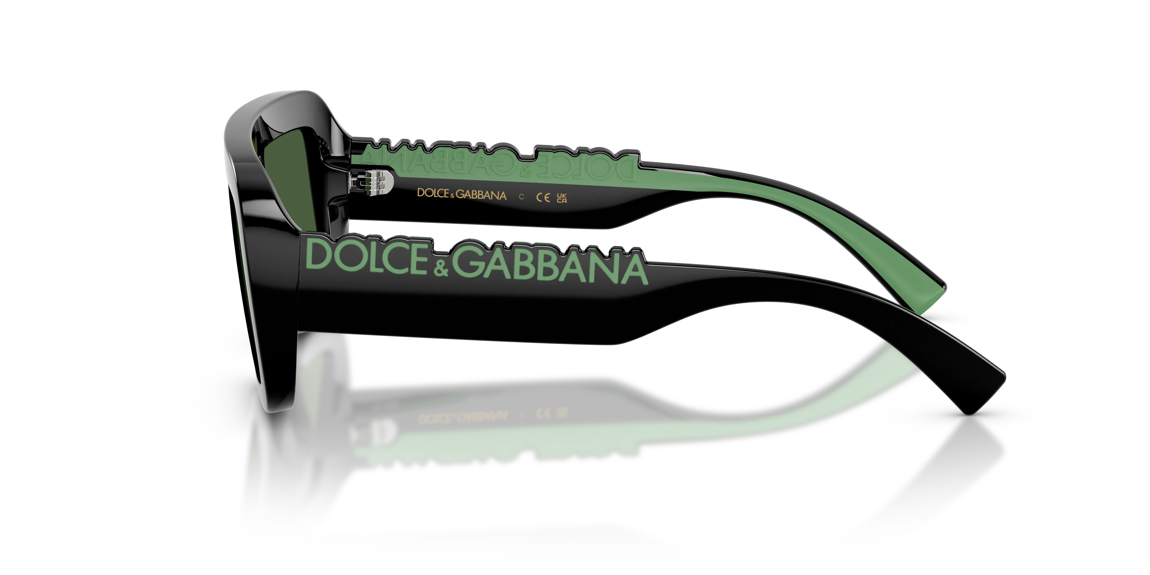 Dolce & Gabbana DX6013 501/71 Occhiali da sole Iniettato Nero Verde Squadrata Normale - immagine 4