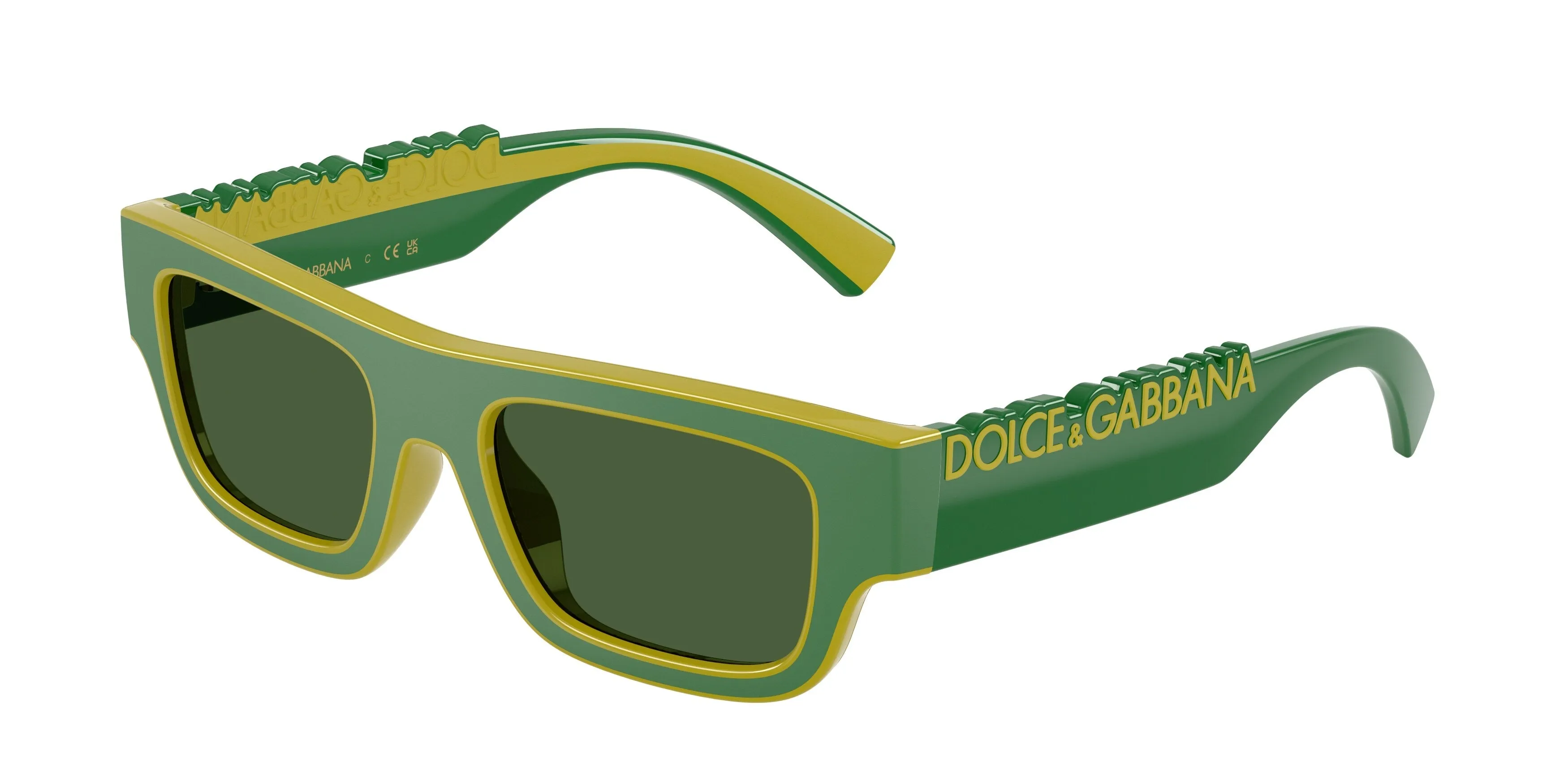 Dolce & Gabbana DX6011 346771 Occhiali da sole Iniettato Verde Verde Squadrata Normale - immagine 1