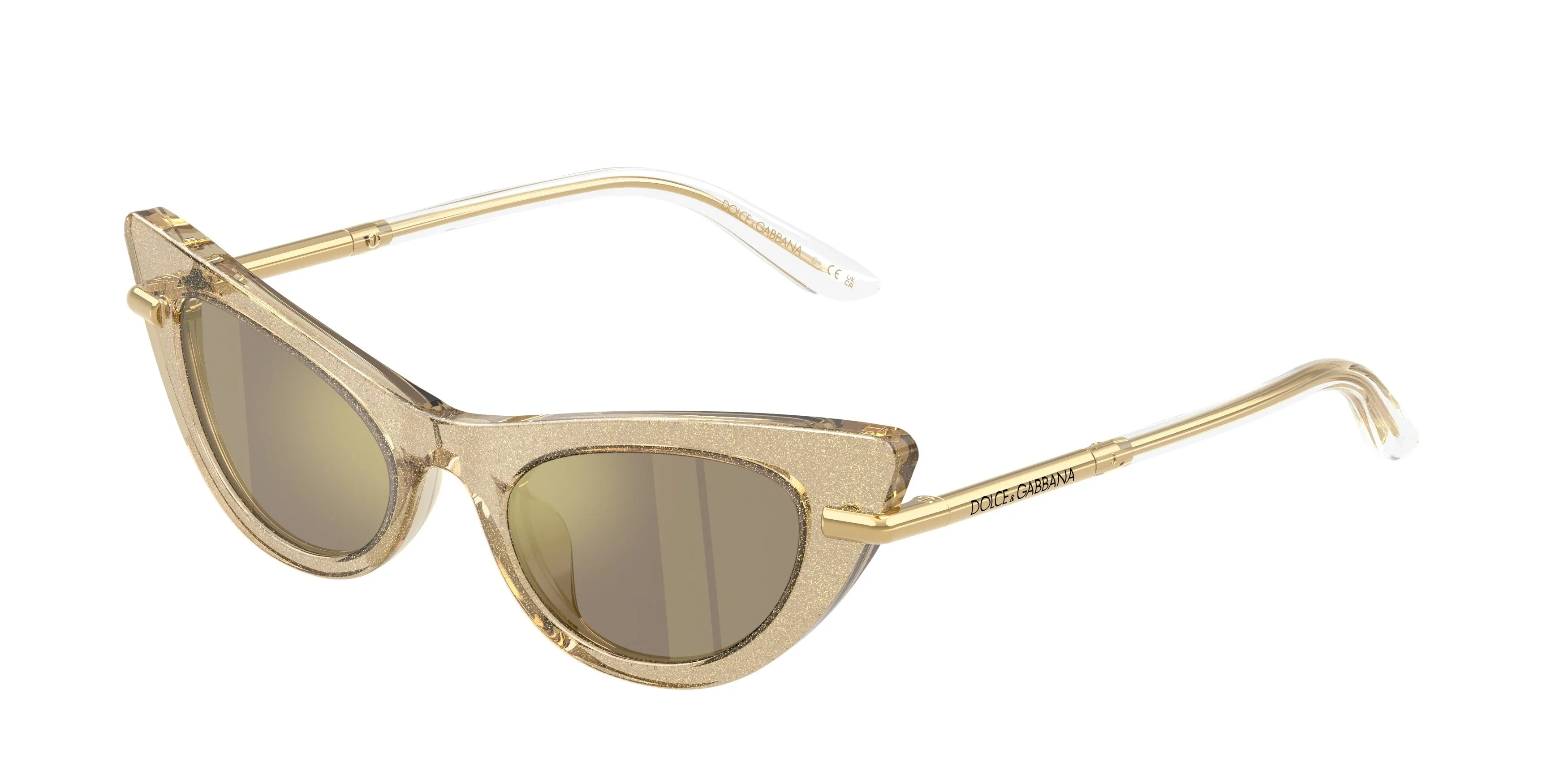 Dolce & Gabbana DX4008 31035A Occhiali da sole Acetato Oro Marrone Cat Eye Specchiate - immagine 1
