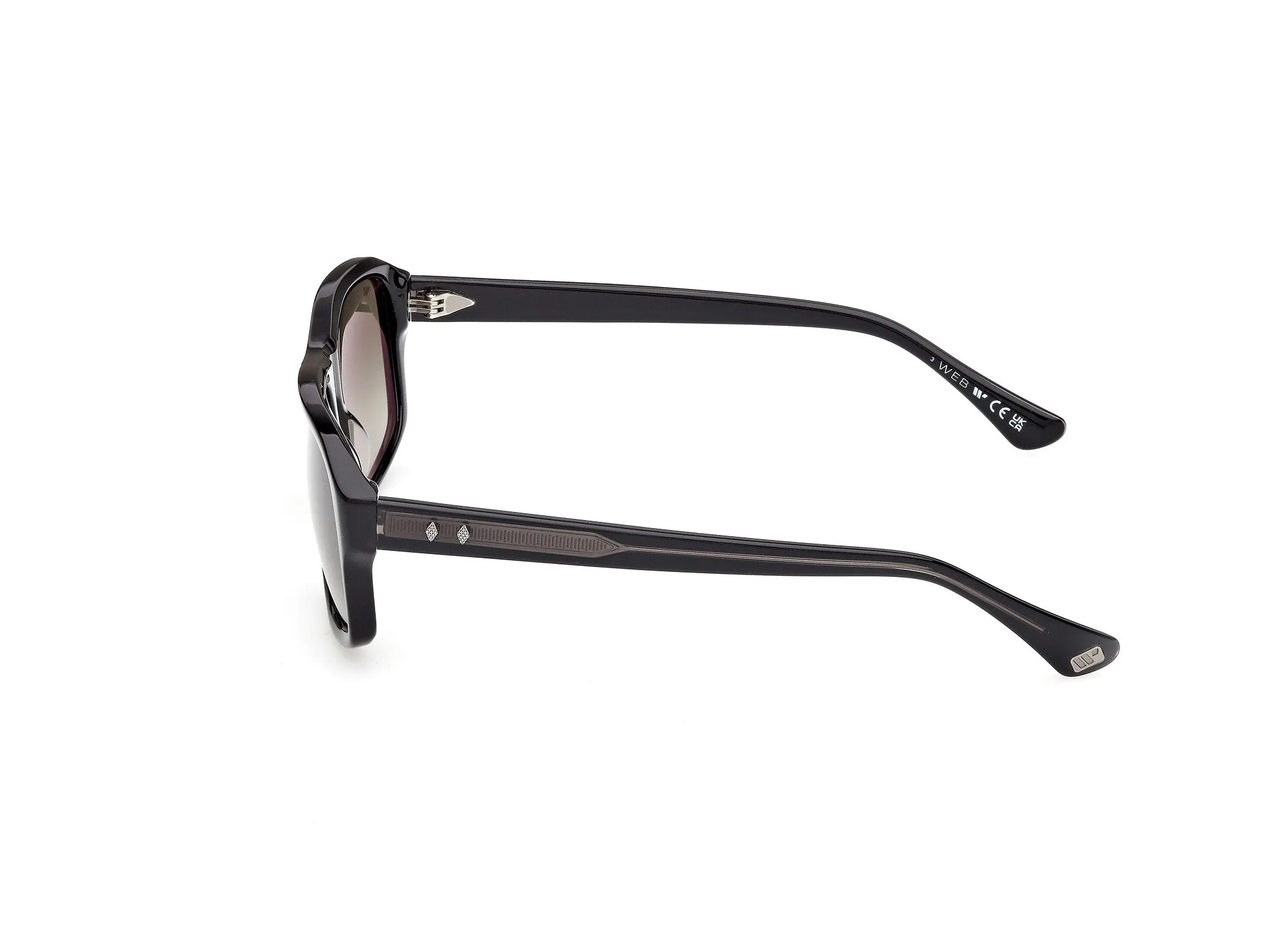 Web WE0393 01P Occhiali da sole Acetato Nero Verde Squadrata Normale - immagine 3