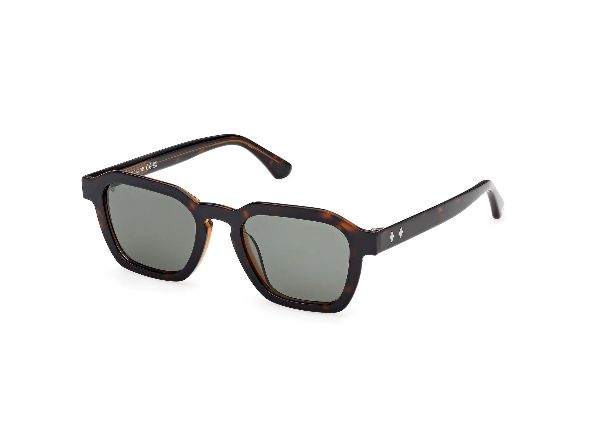 Web WE0392 56N Occhiali da sole Acetato Havana Verde Squadrata Normale - immagine 1
