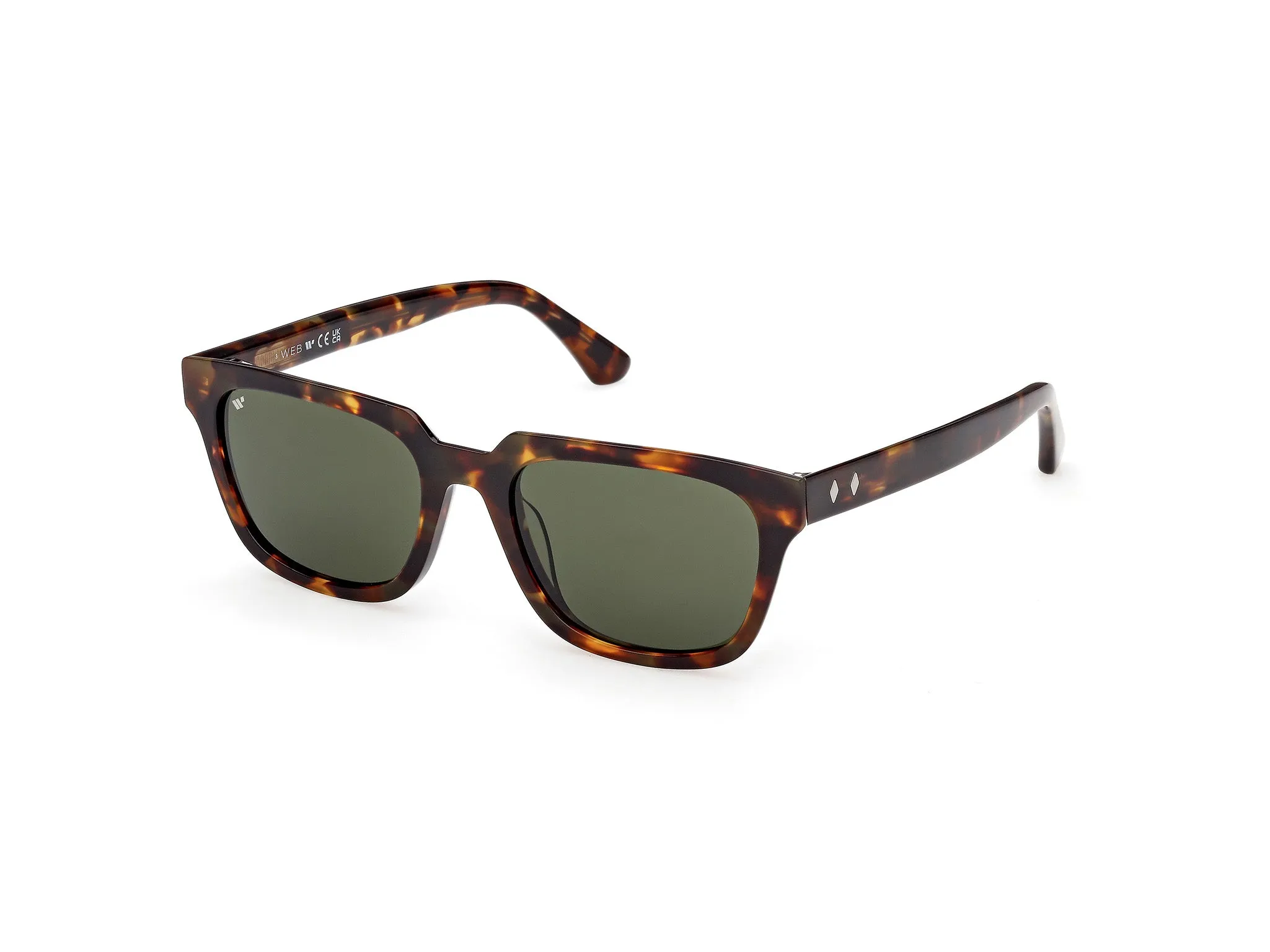 Web WE0391 52N Occhiali da sole Acetato Havana Verde Squadrata Normale - immagine 1