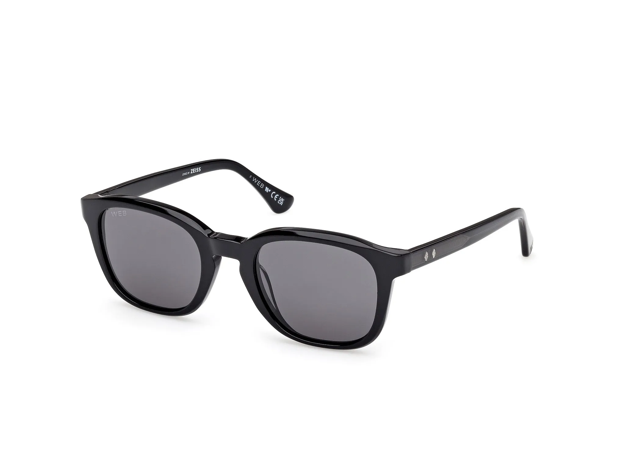 Web WE0390 01A Occhiali da sole Acetato Nero Fumo Rotonda Normale - immagine 1