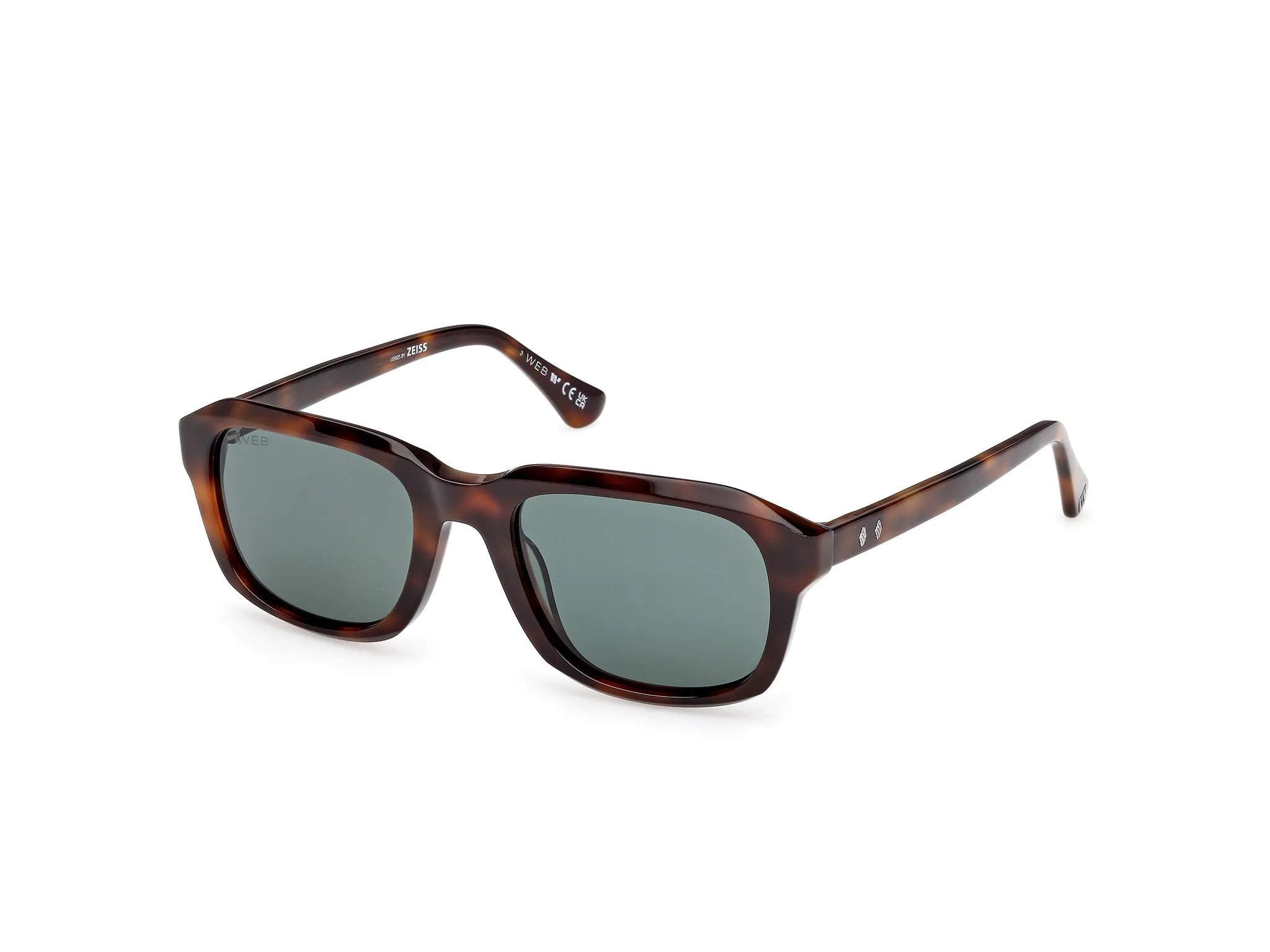 Web WE0389 52N Occhiali da sole Acetato Havana Verde Squadrata Normale - immagine 1