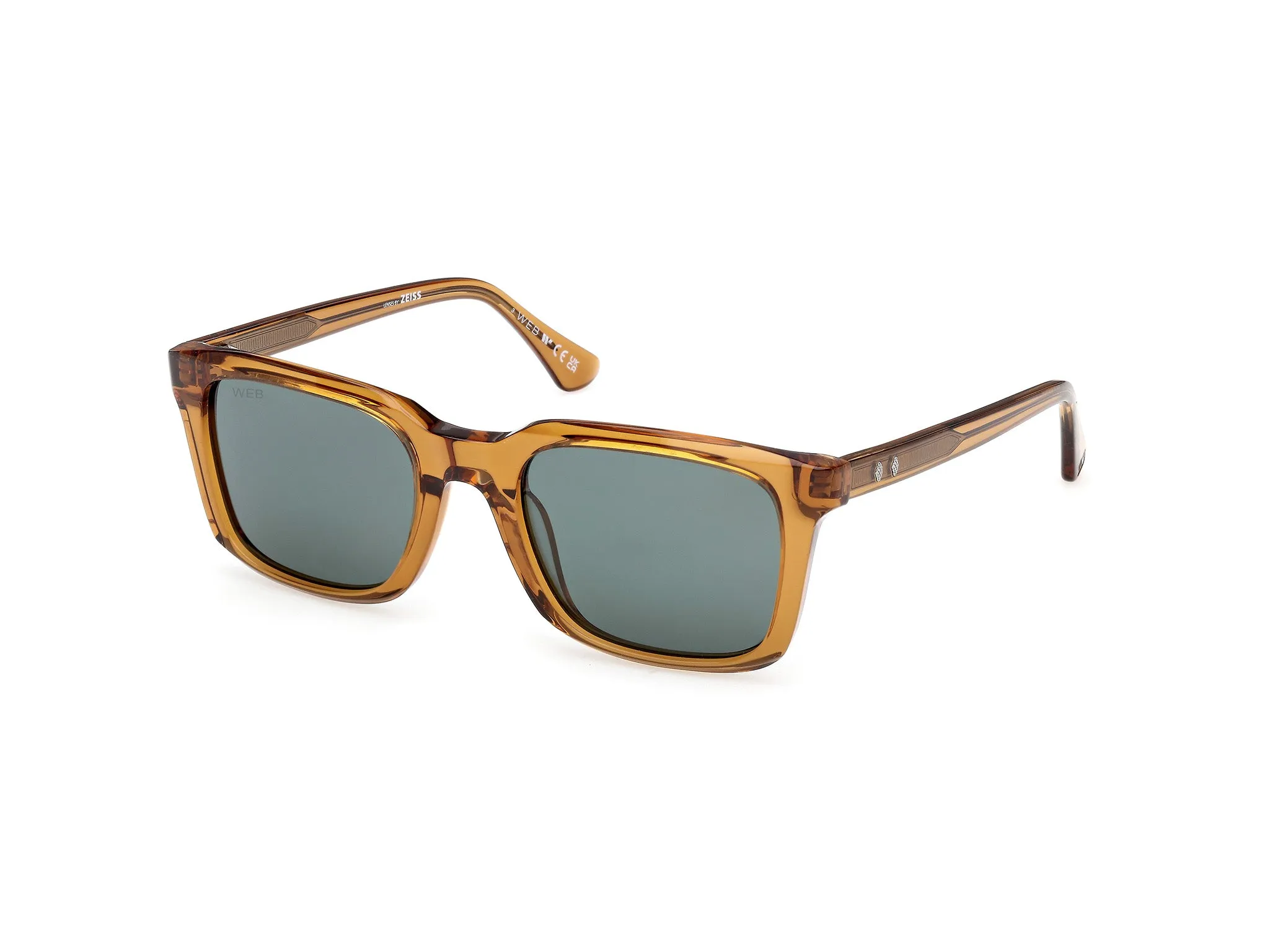 Web WE0388 39N Occhiali da sole Acetato Giallo Verde Squadrata Normale - immagine 1