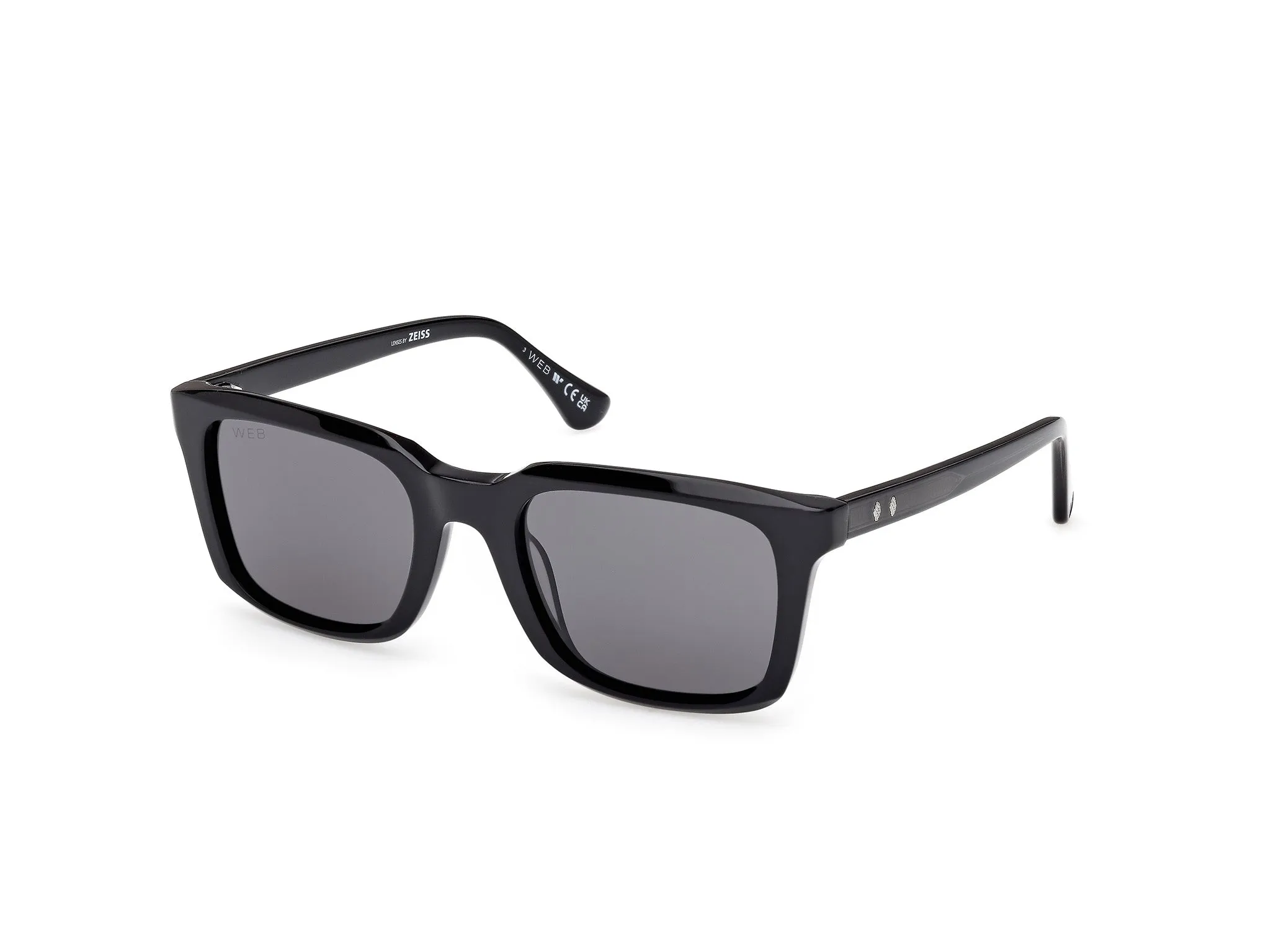 Web WE0388 01A Occhiali da sole Acetato Nero Fumo Squadrata Normale - immagine 1