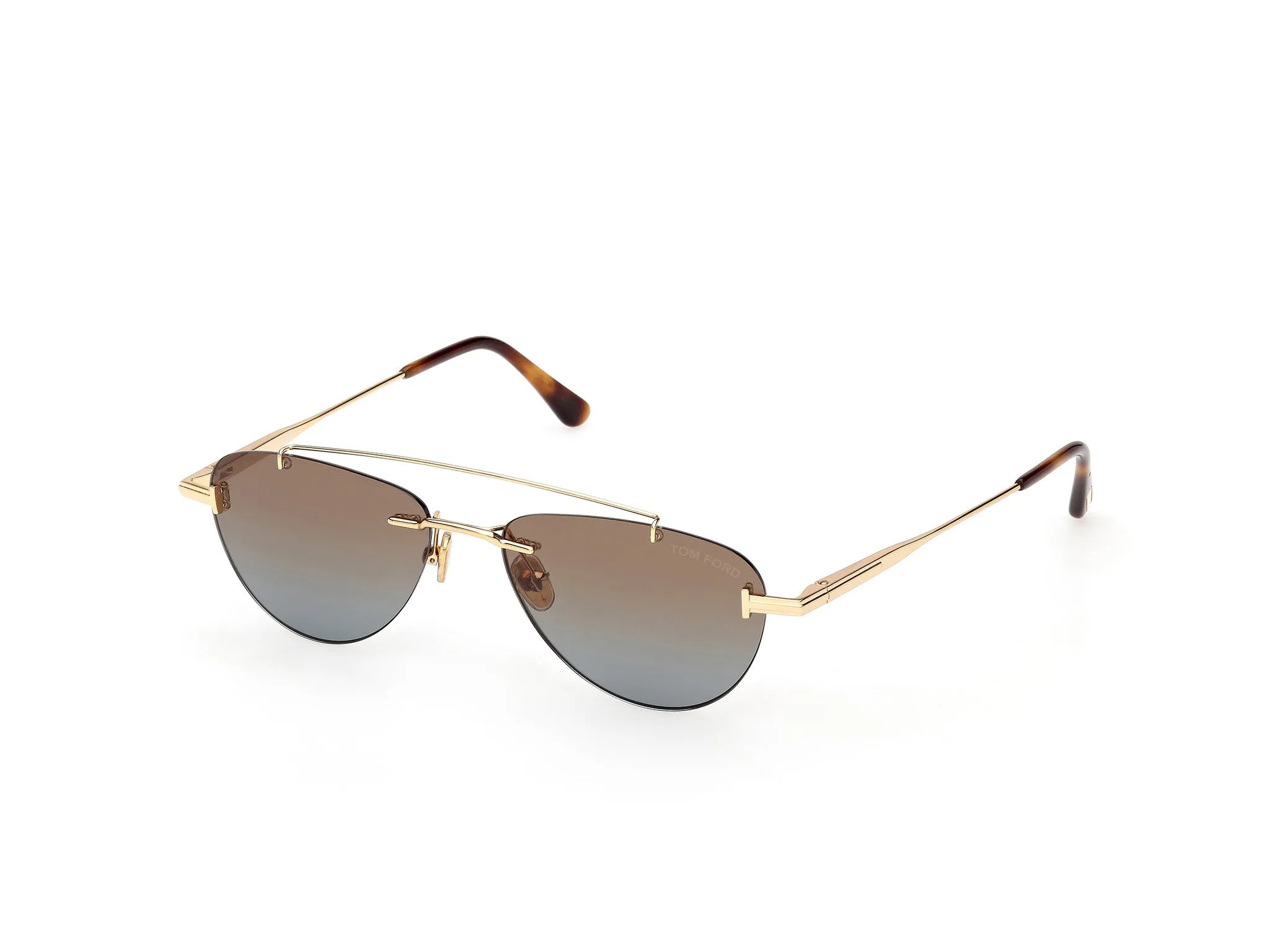 TOM FORD FT1356 ASTOR-02 30F Occhiali da sole Metallo Oro Marrone Pilot Normale - immagine 1