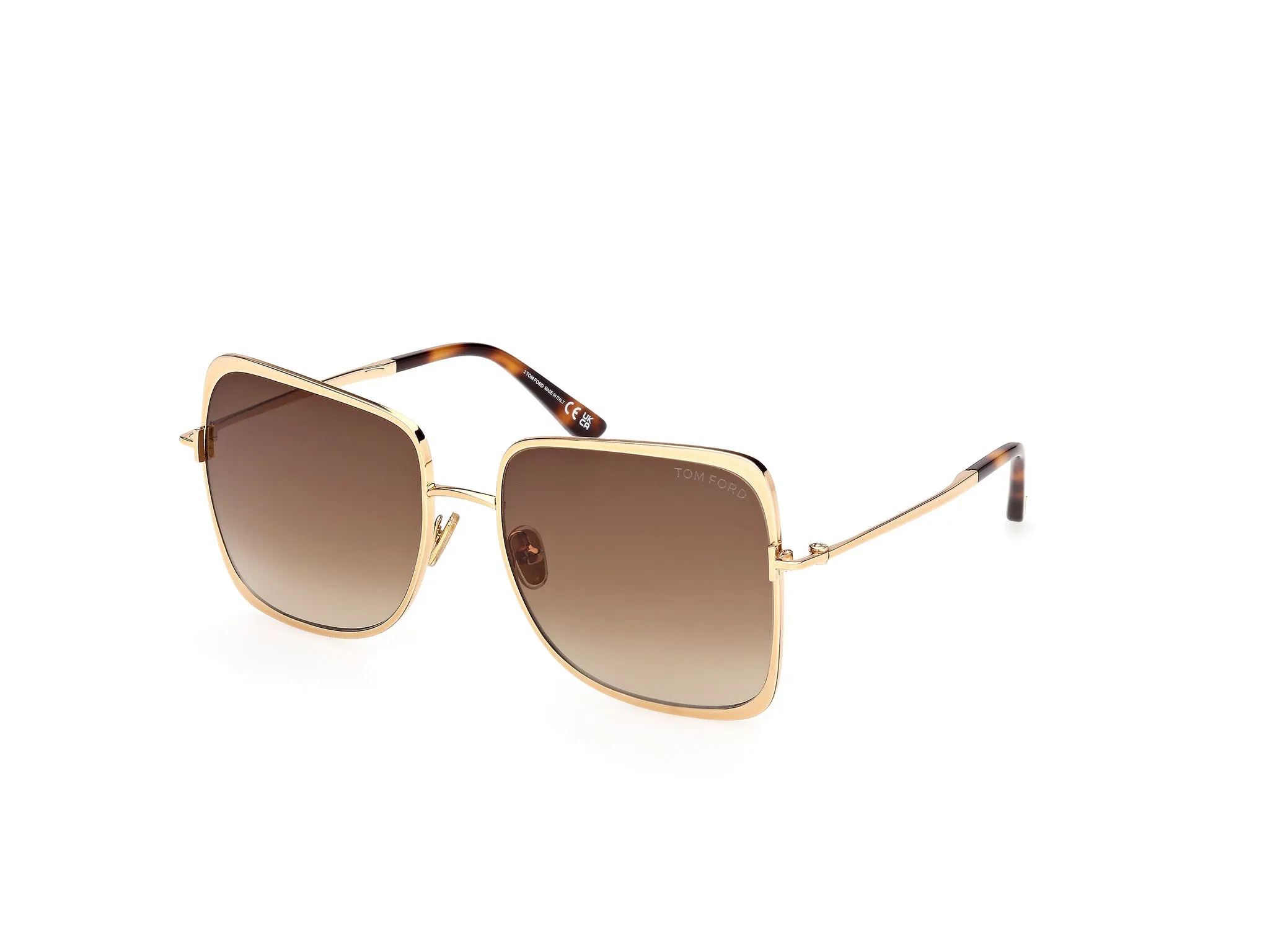 TOM FORD FT1319 TARA-02 30F Occhiali da sole Metallo Oro Marrone Geometrica Normale - immagine 1