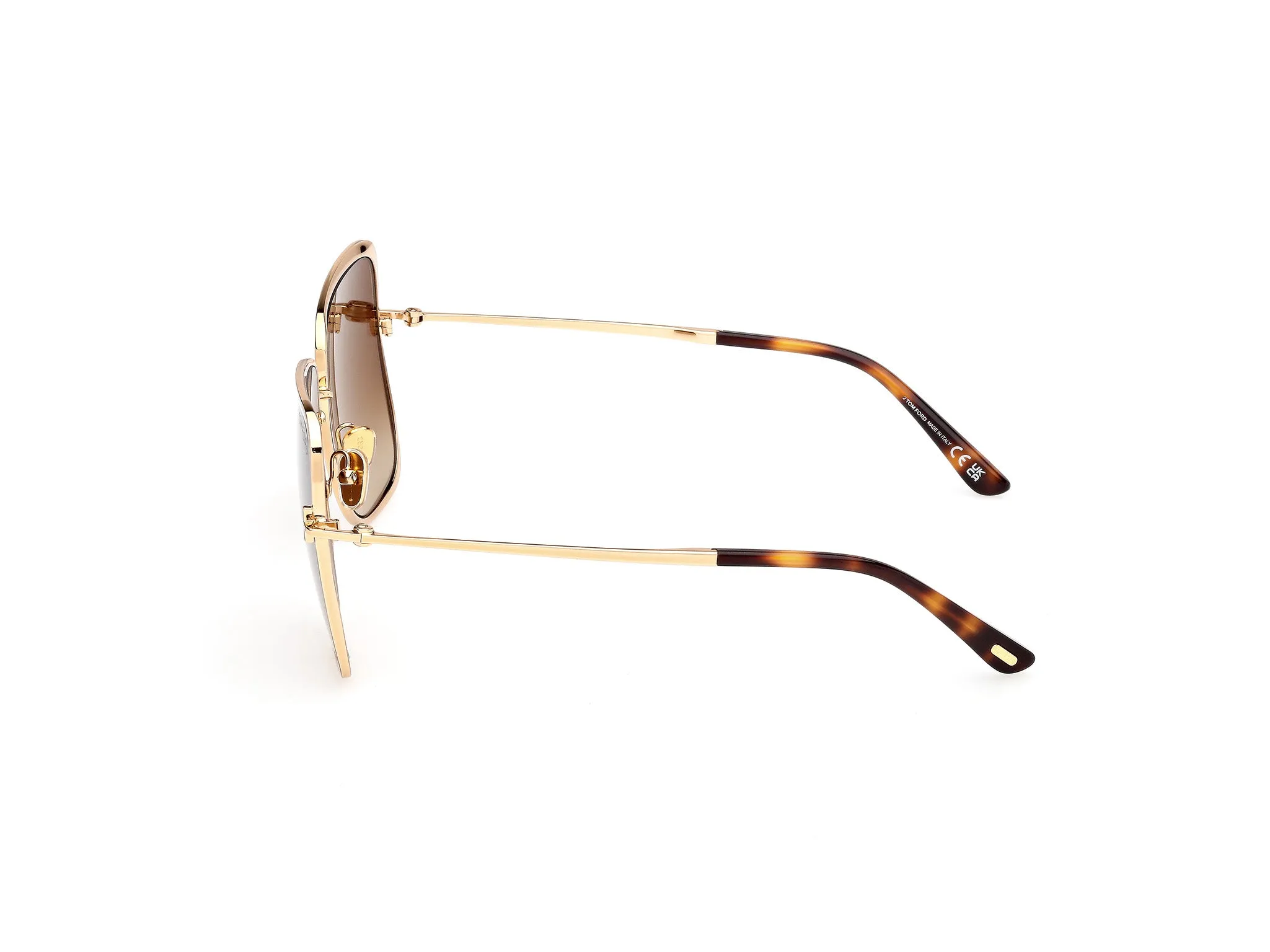 TOM FORD FT1319 TARA-02 30F Occhiali da sole Metallo Oro Marrone Geometrica Normale - immagine 3