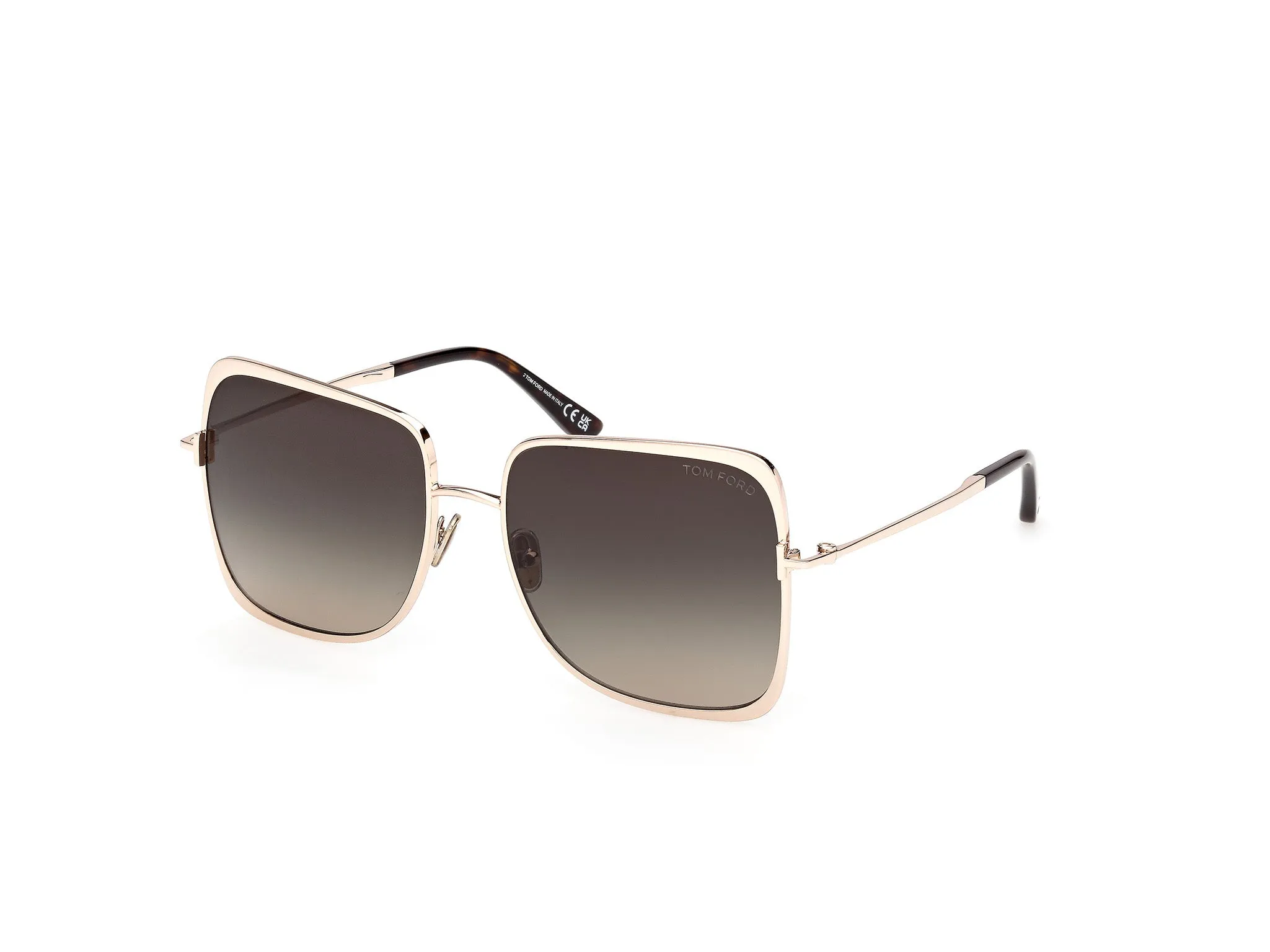 TOM FORD FT1319 TARA-02 28B Occhiali da sole Metallo Oro Fumo Geometrica Normale - immagine 1