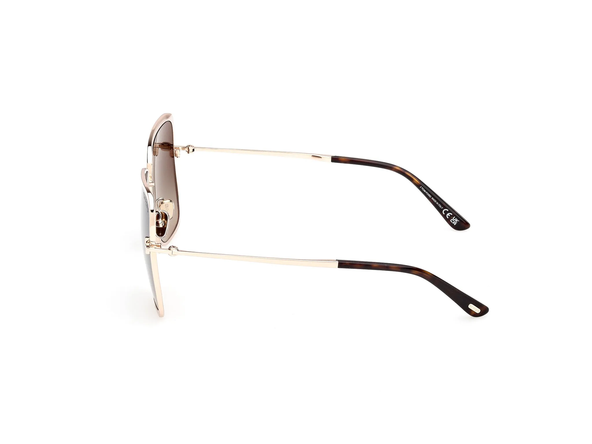 TOM FORD FT1319 TARA-02 28B Occhiali da sole Metallo Oro Fumo Geometrica Normale - immagine 3