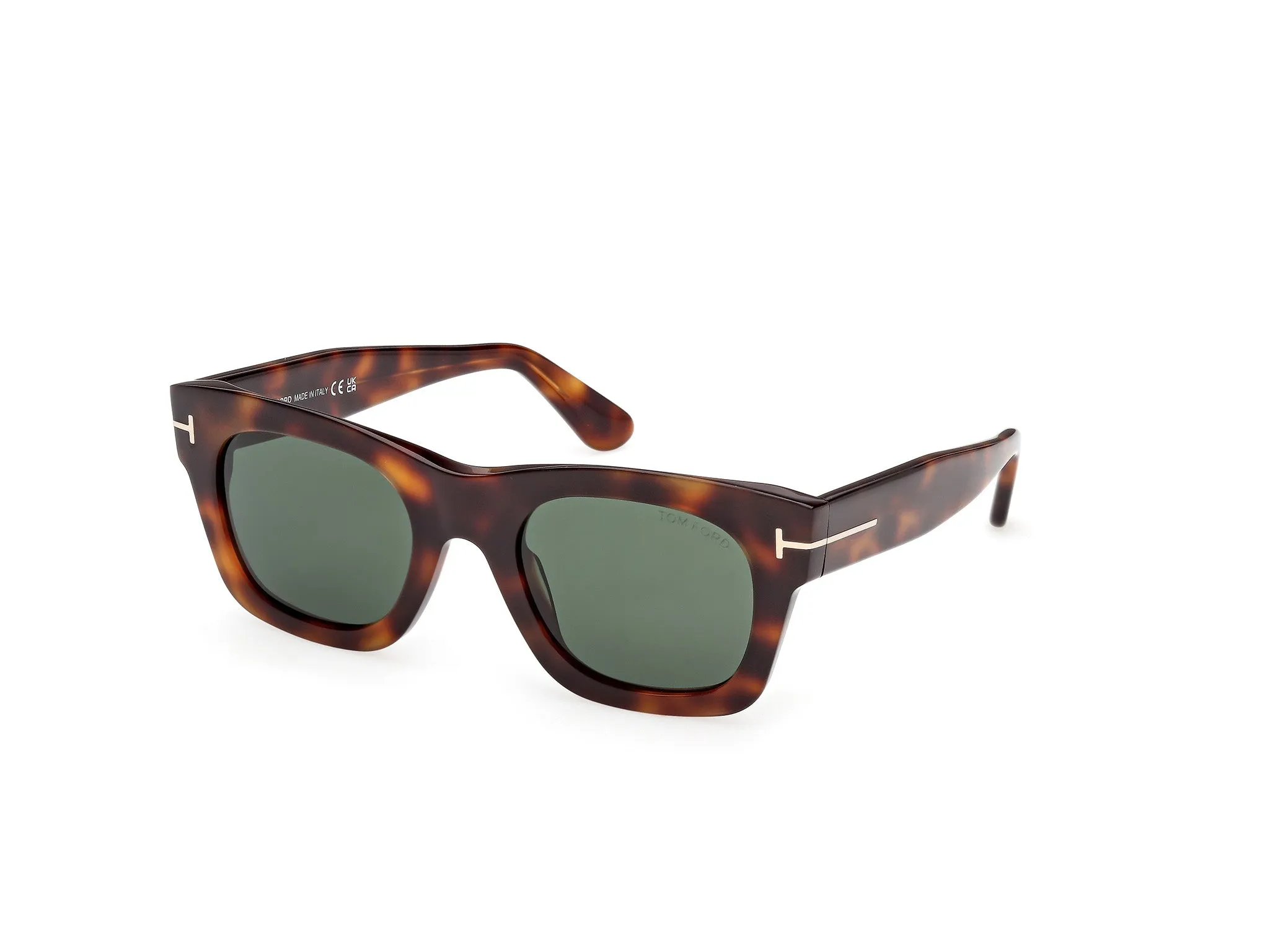 TOM FORD FT1314 EMMA-02 53N Occhiali da sole Acetato Havana Verde Squadrata Normale - immagine 1