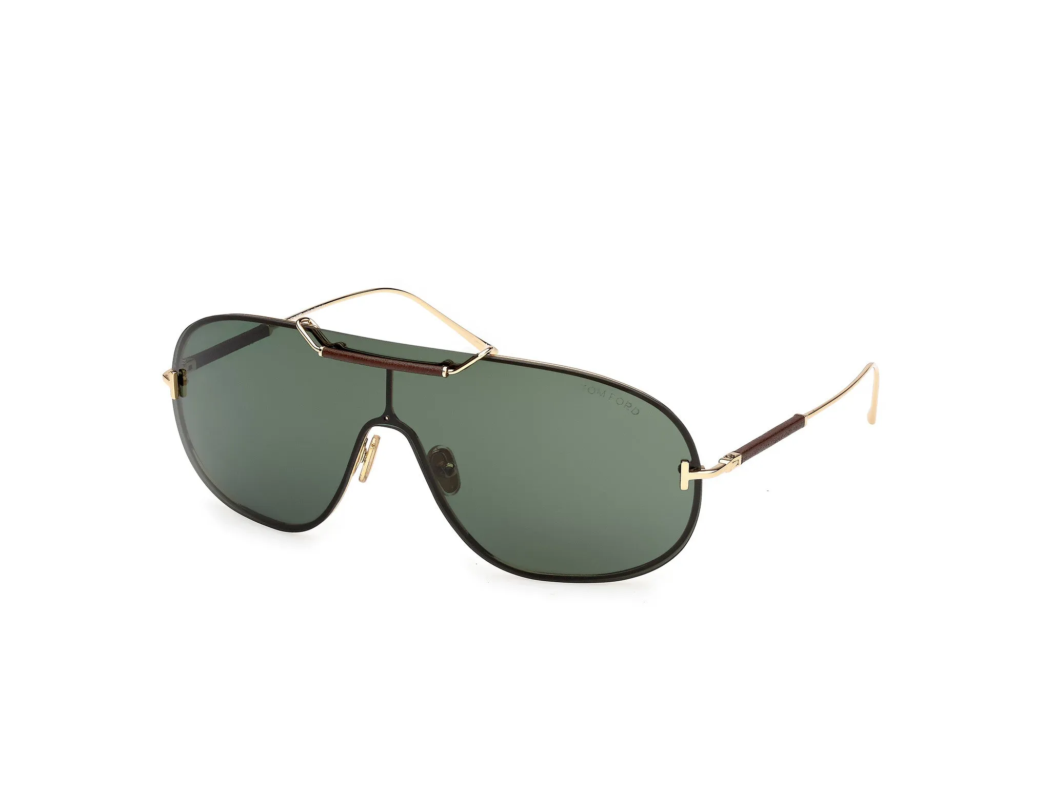 TOM FORD FT1309 TYLER-02 30N Occhiali da sole Metallo Oro Verde Maschera Normale - immagine 1