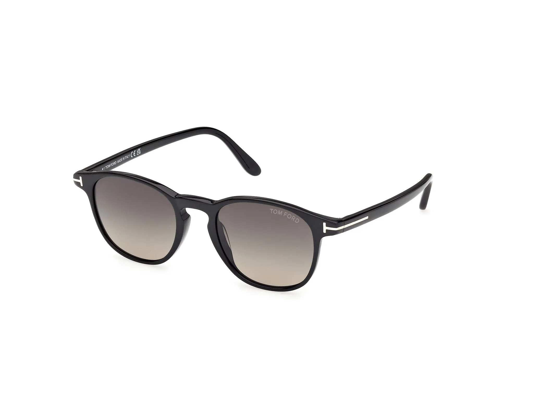 TOM FORD FT1302 HOLT-02 01B Occhiali da sole Acetato Nero Fumo Rotonda Normale - immagine 1