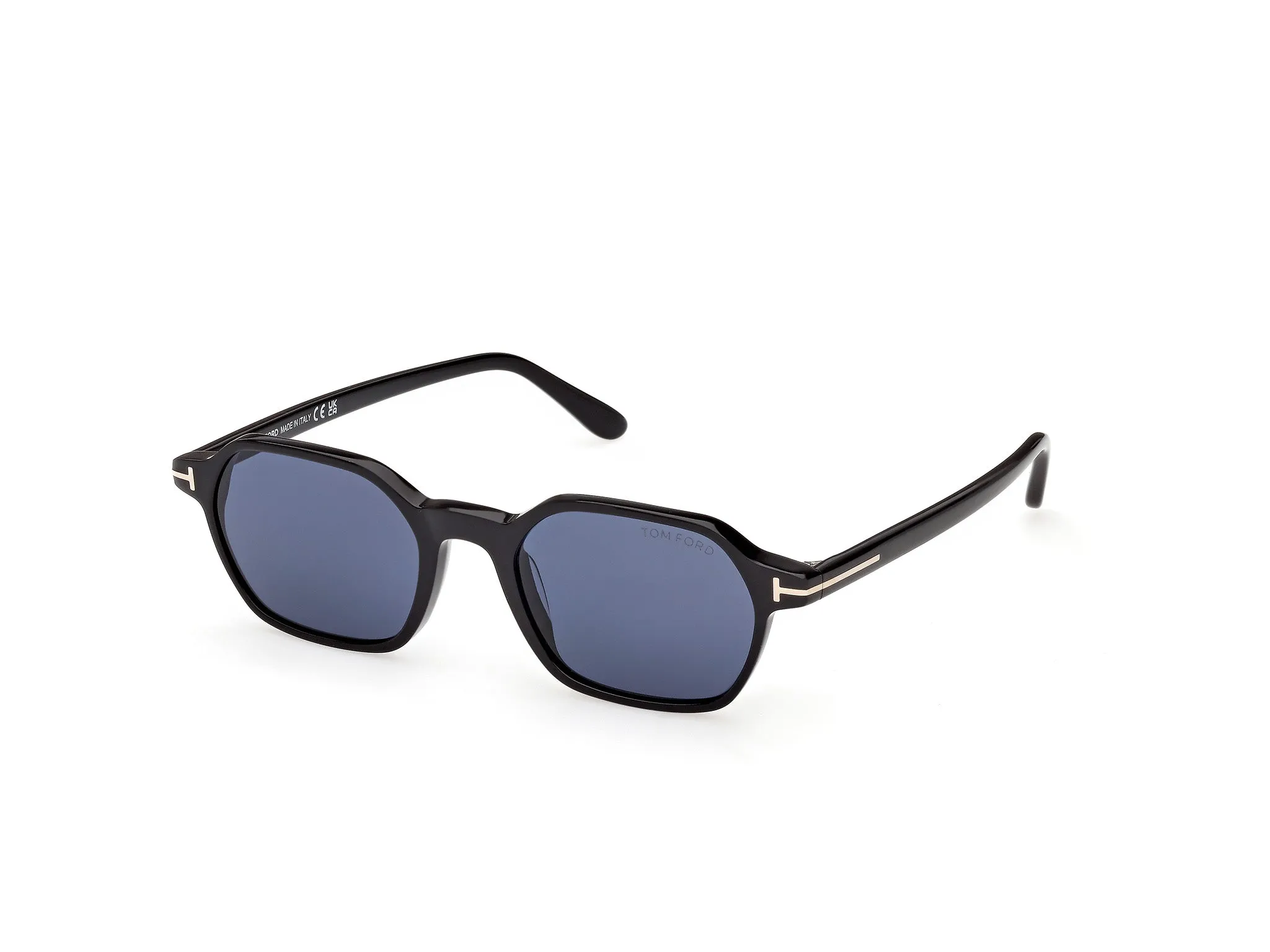 TOM FORD FT1301 JOEY-02 01V Occhiali da sole Acetato Nero Blu Geometrica Normale - immagine 1