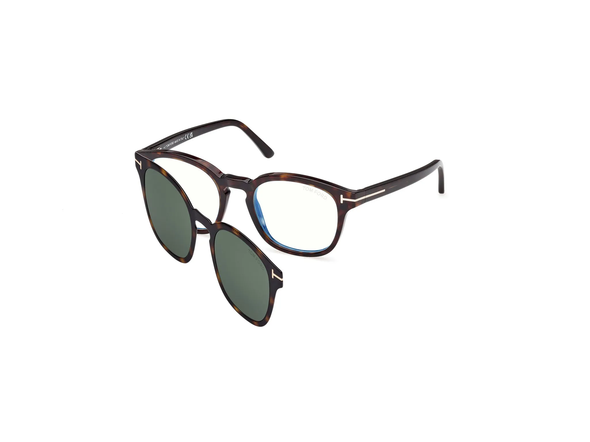 TOM FORD FT5532-B 52N Montature da vista Acetato Havana Verde Rotonda Normale - immagine 1