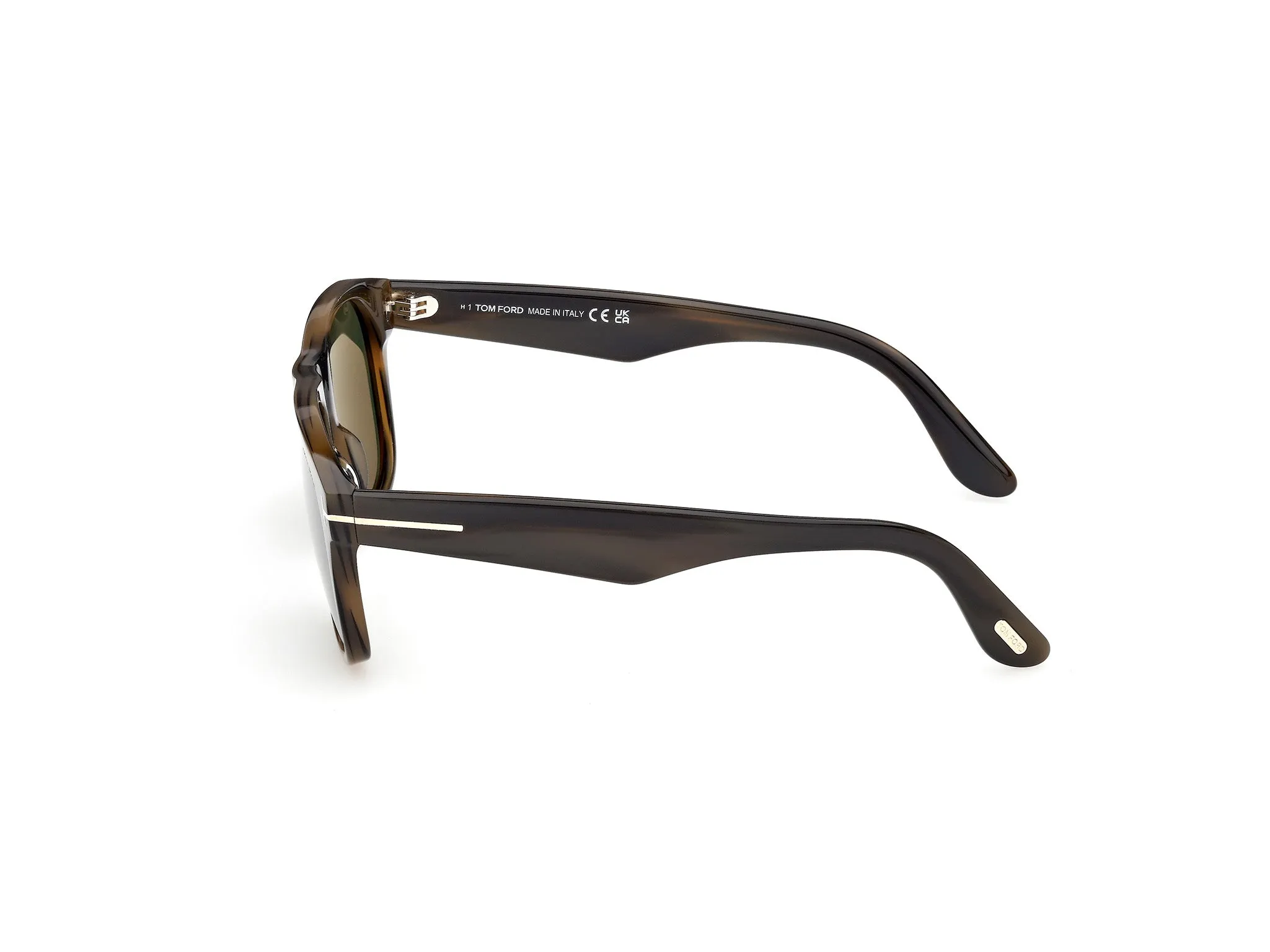 TOM FORD FT1284 MARLON-02 55N Occhiali da sole Acetato Havana Verde Squadrata Normale - immagine 3