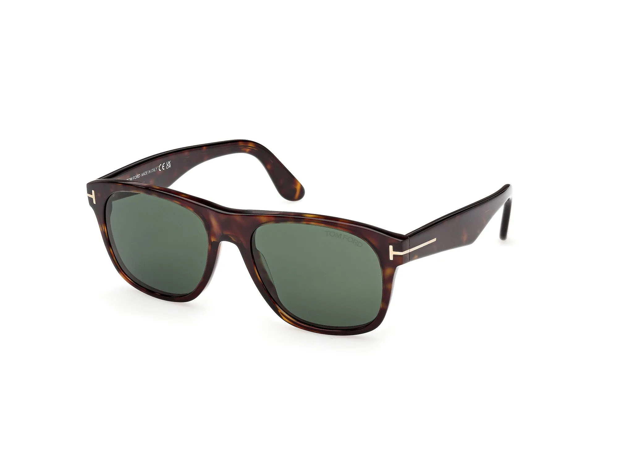 TOM FORD FT1284 MARLON-02 52N Occhiali da sole Acetato Havana Verde Squadrata Normale - immagine 1