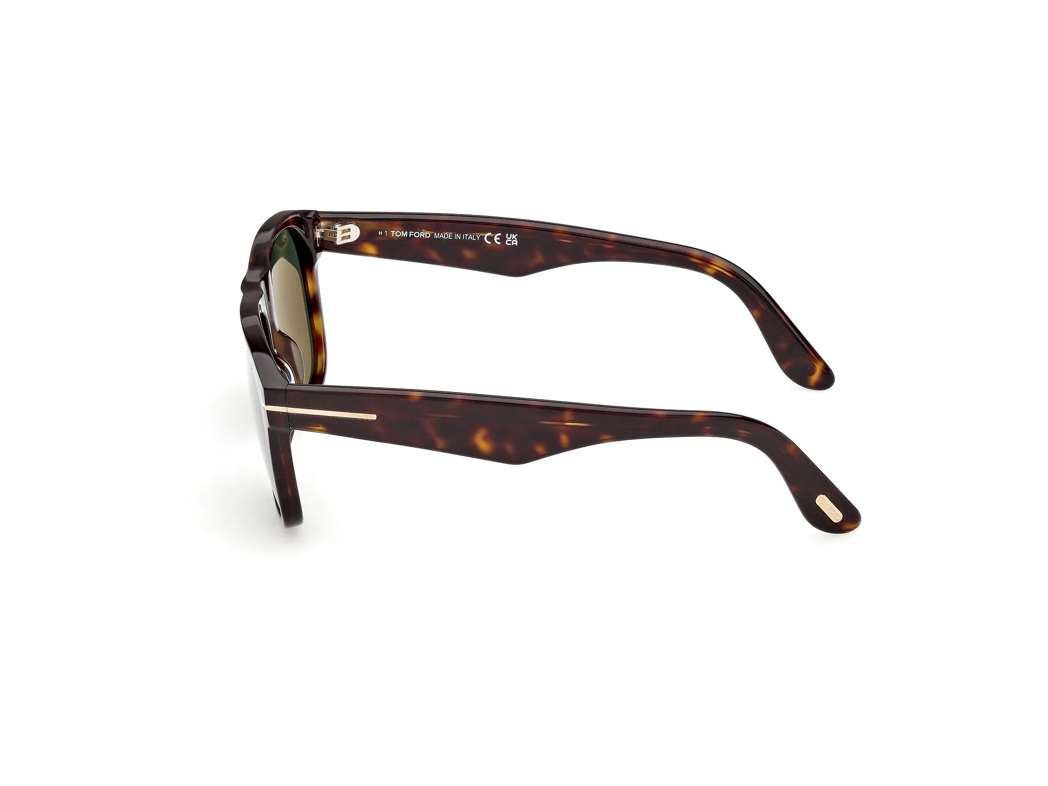 TOM FORD FT1284 MARLON-02 52N Occhiali da sole Acetato Havana Verde Squadrata Normale - immagine 3