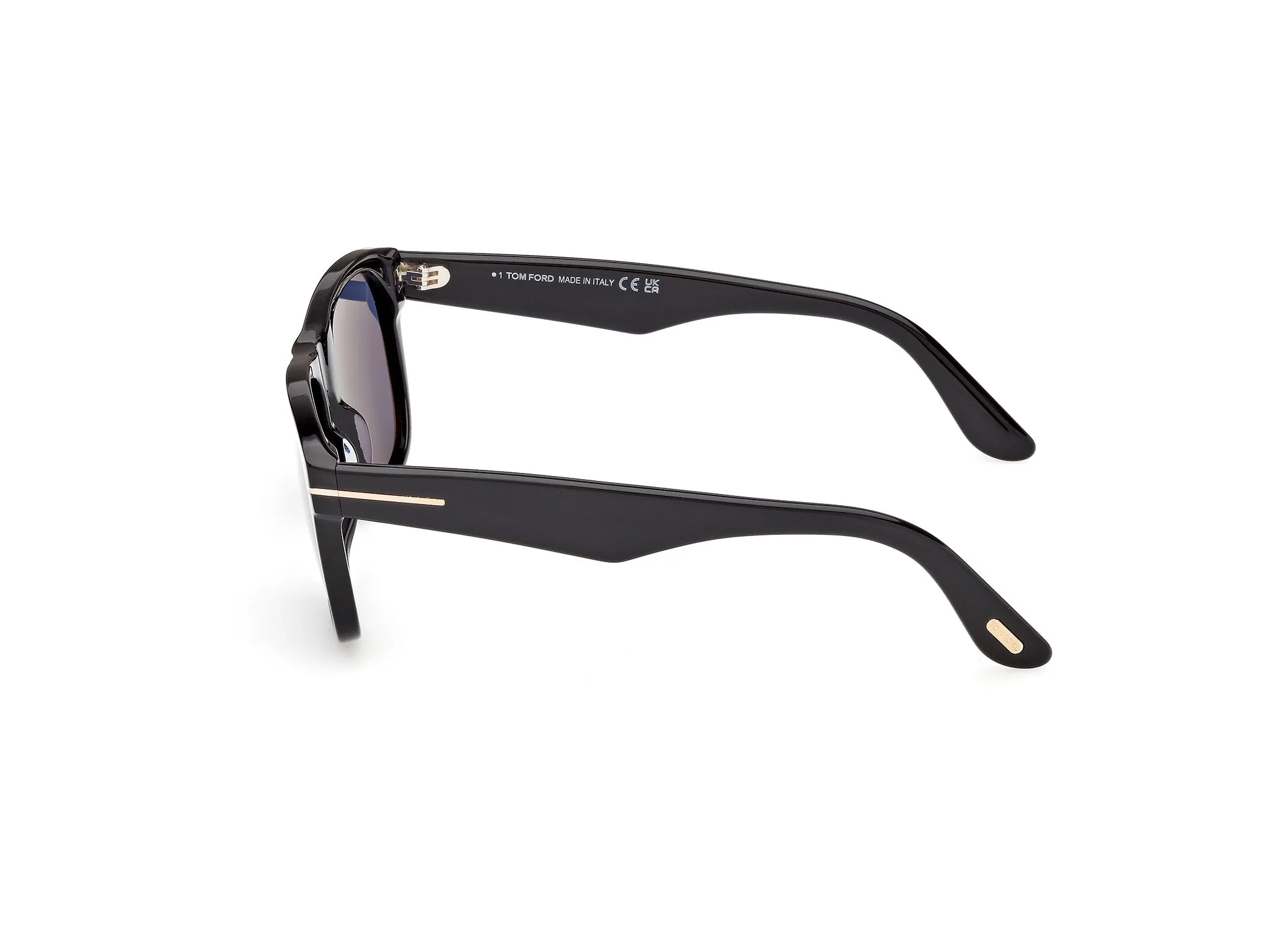 TOM FORD FT1284 MARLON-02 01V Occhiali da sole Acetato Nero Blu Squadrata Normale - immagine 3