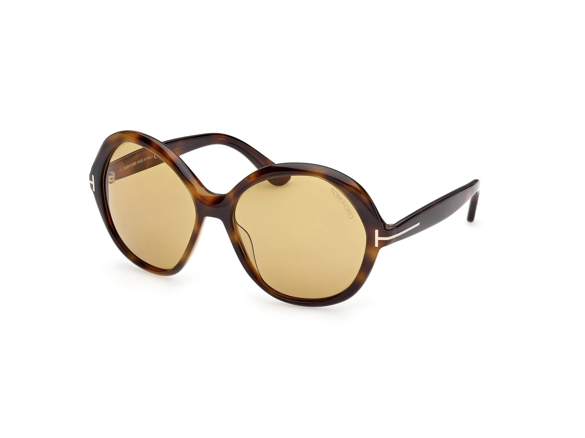 TOM FORD FT1282 ANNABELLE-02 52E Occhiali da sole Acetato Havana Giallo Rotonda Normale - immagine 1