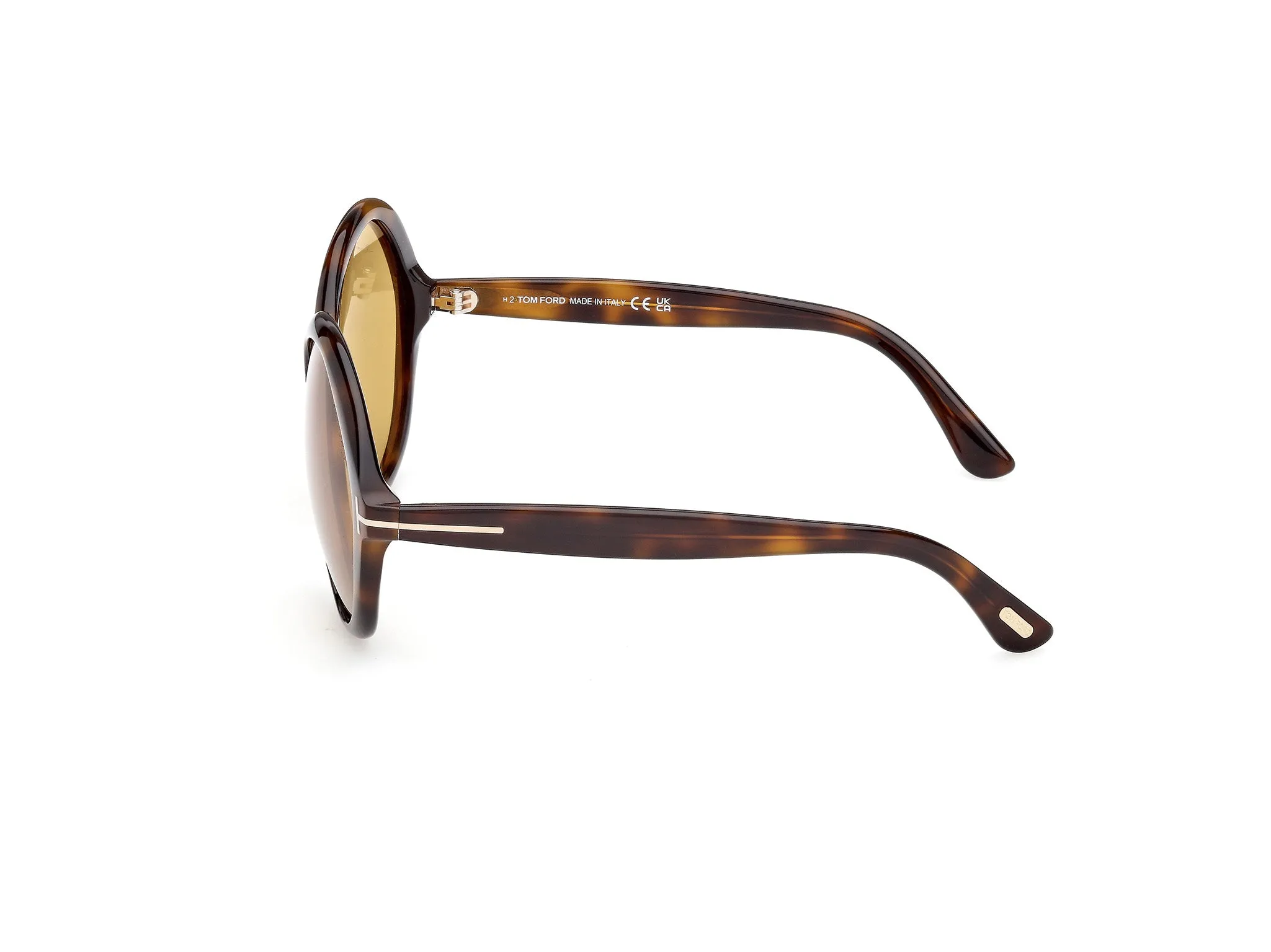 TOM FORD FT1282 ANNABELLE-02 52E Occhiali da sole Acetato Havana Giallo Rotonda Normale - immagine 3