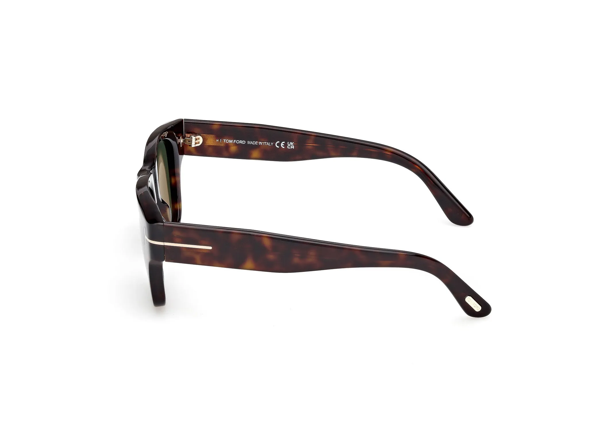 TOM FORD FT1280 CAINE-02 52N Occhiali da sole Acetato Havana Verde Squadrata Normale - immagine 3