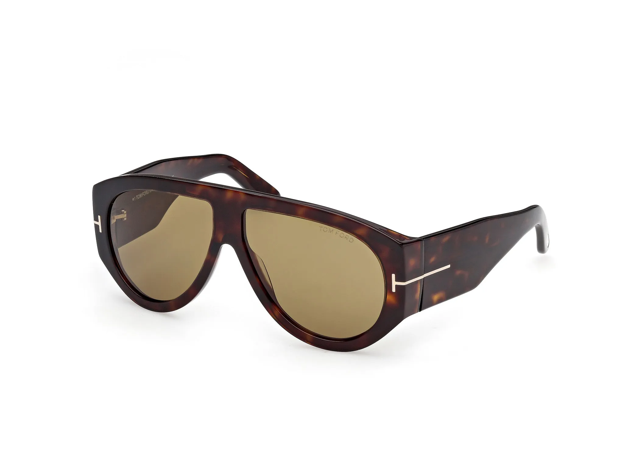 TOM FORD FT1044 BRONSON 52N Occhiali da sole Acetato Havana Verde Pilot Normale - immagine 1