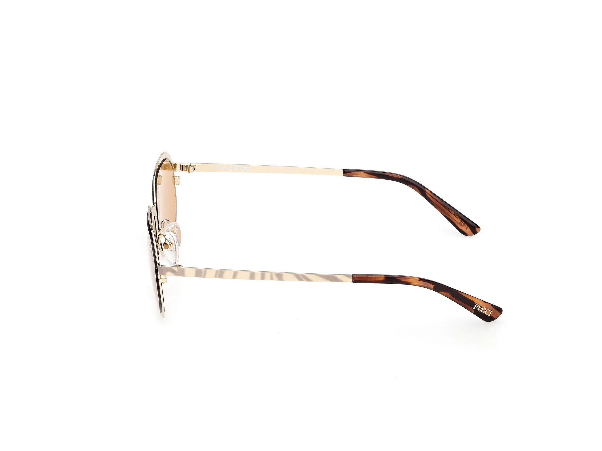 Emilio Pucci EP0248 32E Occhiali da sole Metallo Oro Marrone Geometrica Normale - immagine 3
