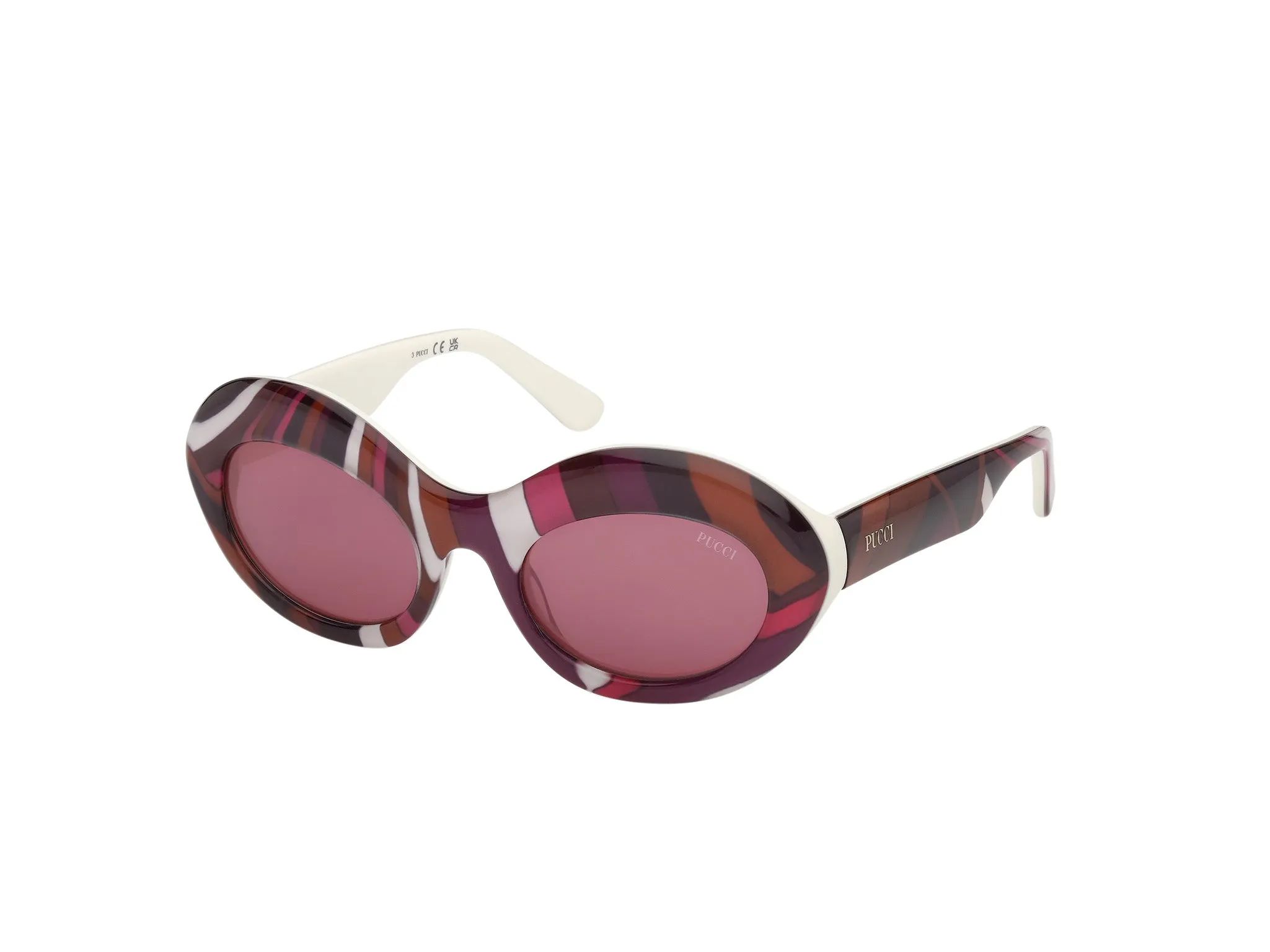 Emilio Pucci EP0246 99S Occhiali da sole Acetato Multi-colore Bordeaux Rotonda Normale - immagine 1