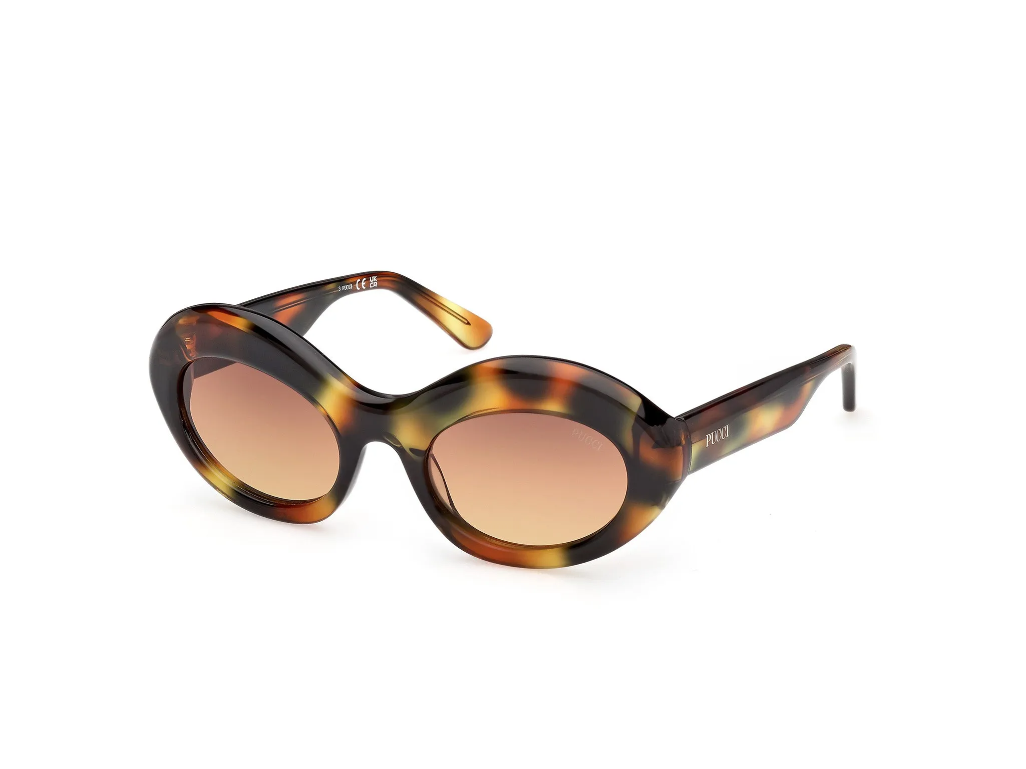 Emilio Pucci EP0246 55F Occhiali da sole Acetato Havana Marrone Rotonda Normale - immagine 1