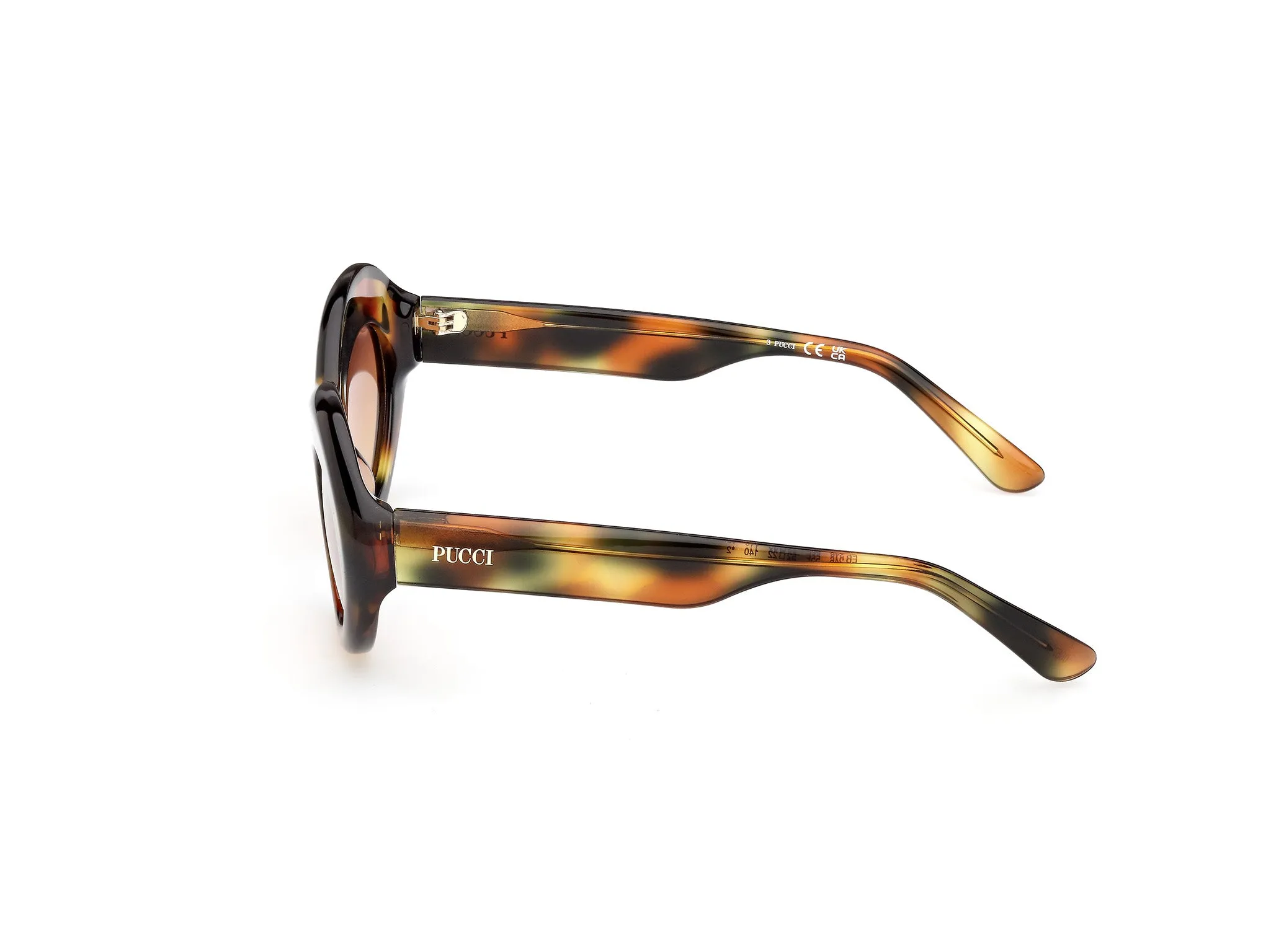 Emilio Pucci EP0246 55F Occhiali da sole Acetato Havana Marrone Rotonda Normale - immagine 3
