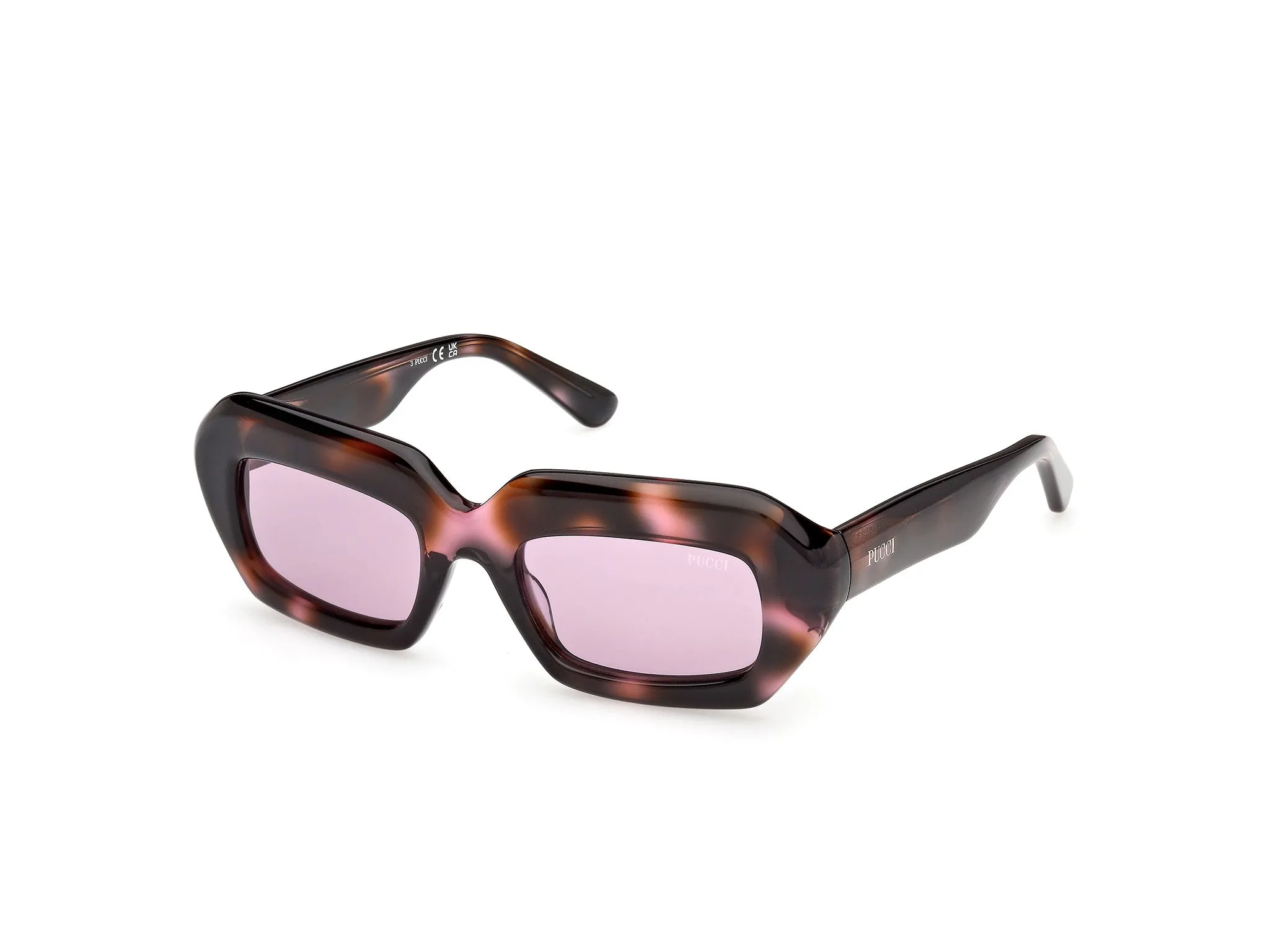 Emilio Pucci EP0245 55S Occhiali da sole Acetato Havana Bordeaux Squadrata Normale - immagine 1