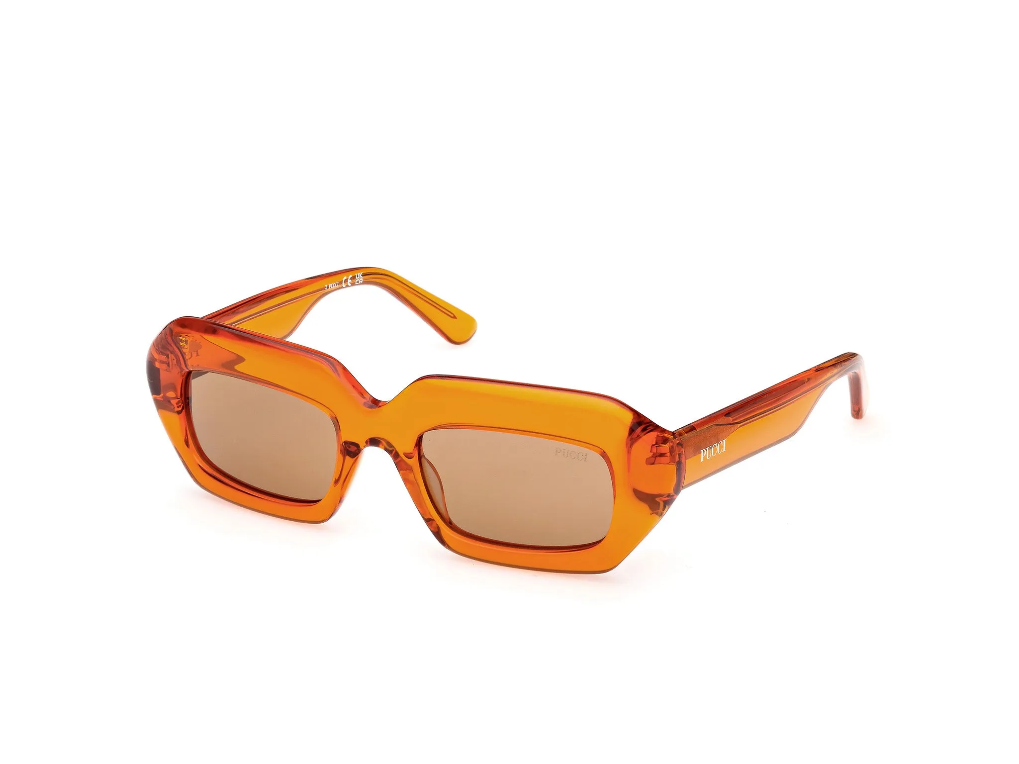 Emilio Pucci EP0245 42E Occhiali da sole Acetato Arancione Marrone Squadrata Normale - immagine 1