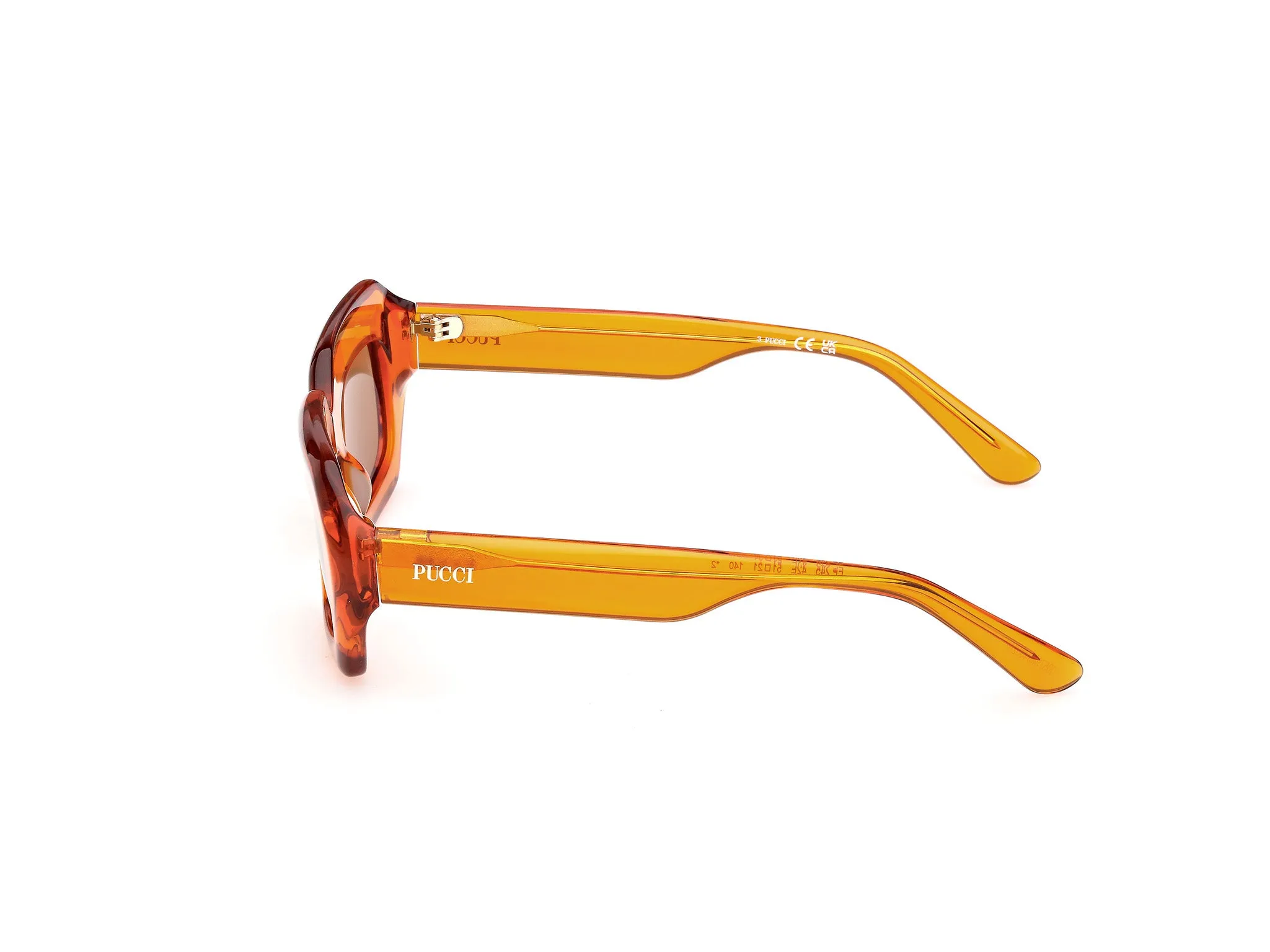 Emilio Pucci EP0245 42E Occhiali da sole Acetato Arancione Marrone Squadrata Normale - immagine 3