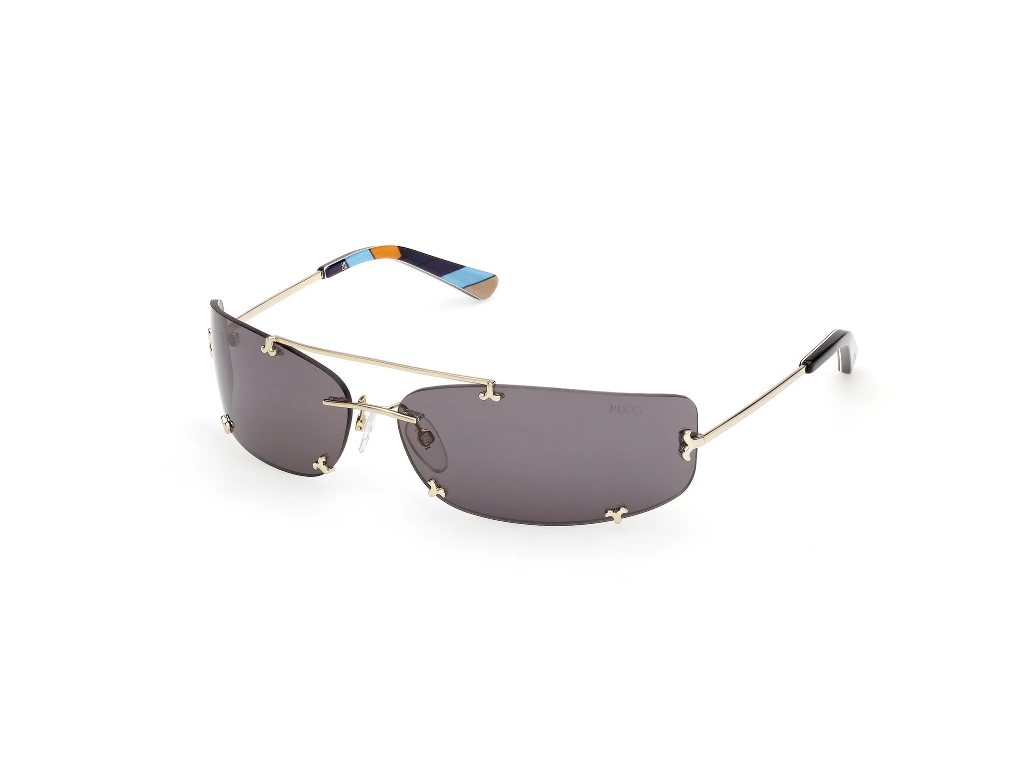 Emilio Pucci EP0244 32A Occhiali da sole Metallo Oro Fumo Maschera Normale - immagine 1