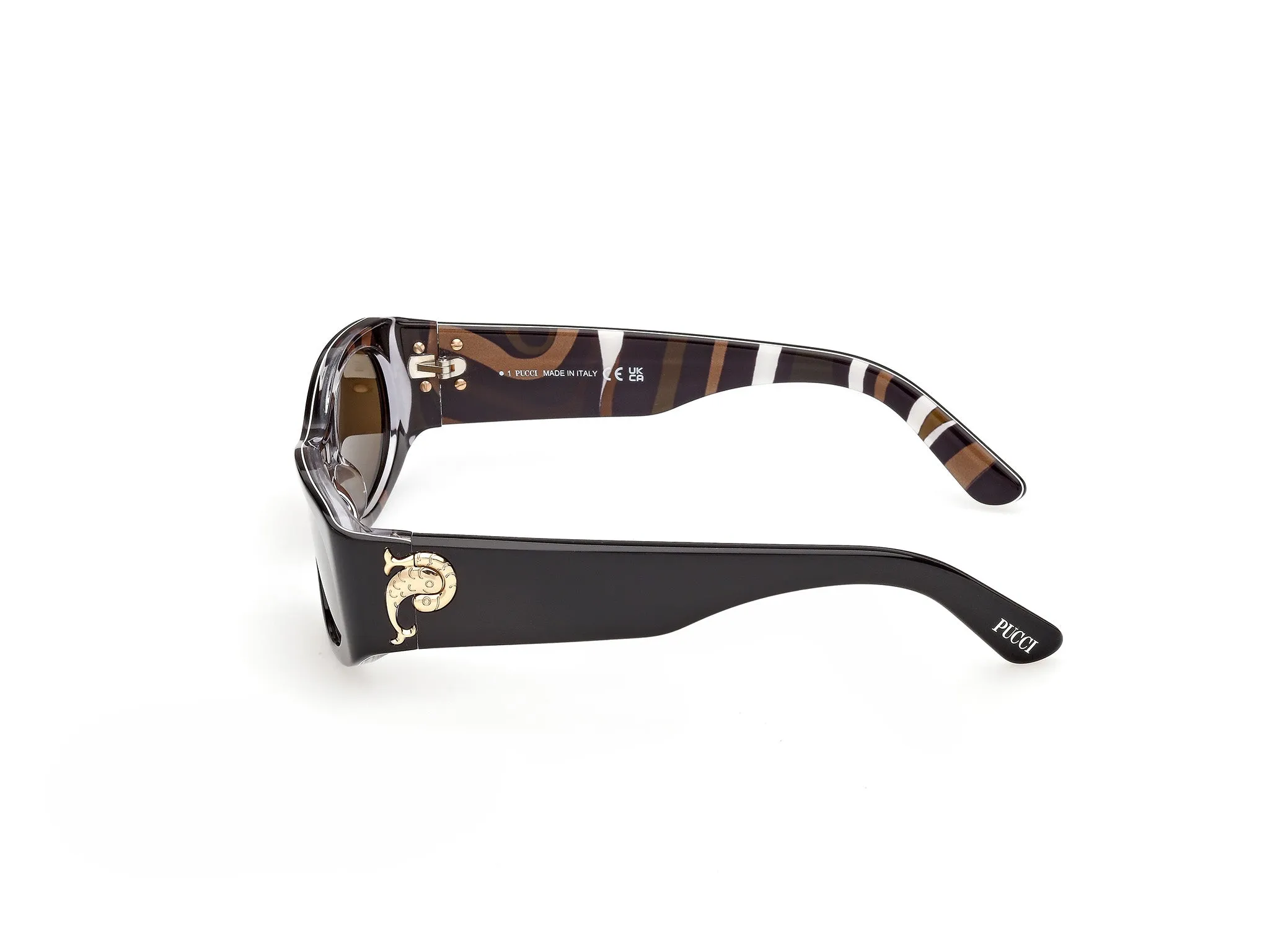 Emilio Pucci EP0243 05A Occhiali da sole Acetato Nero Fumo Maschera Normale - immagine 3