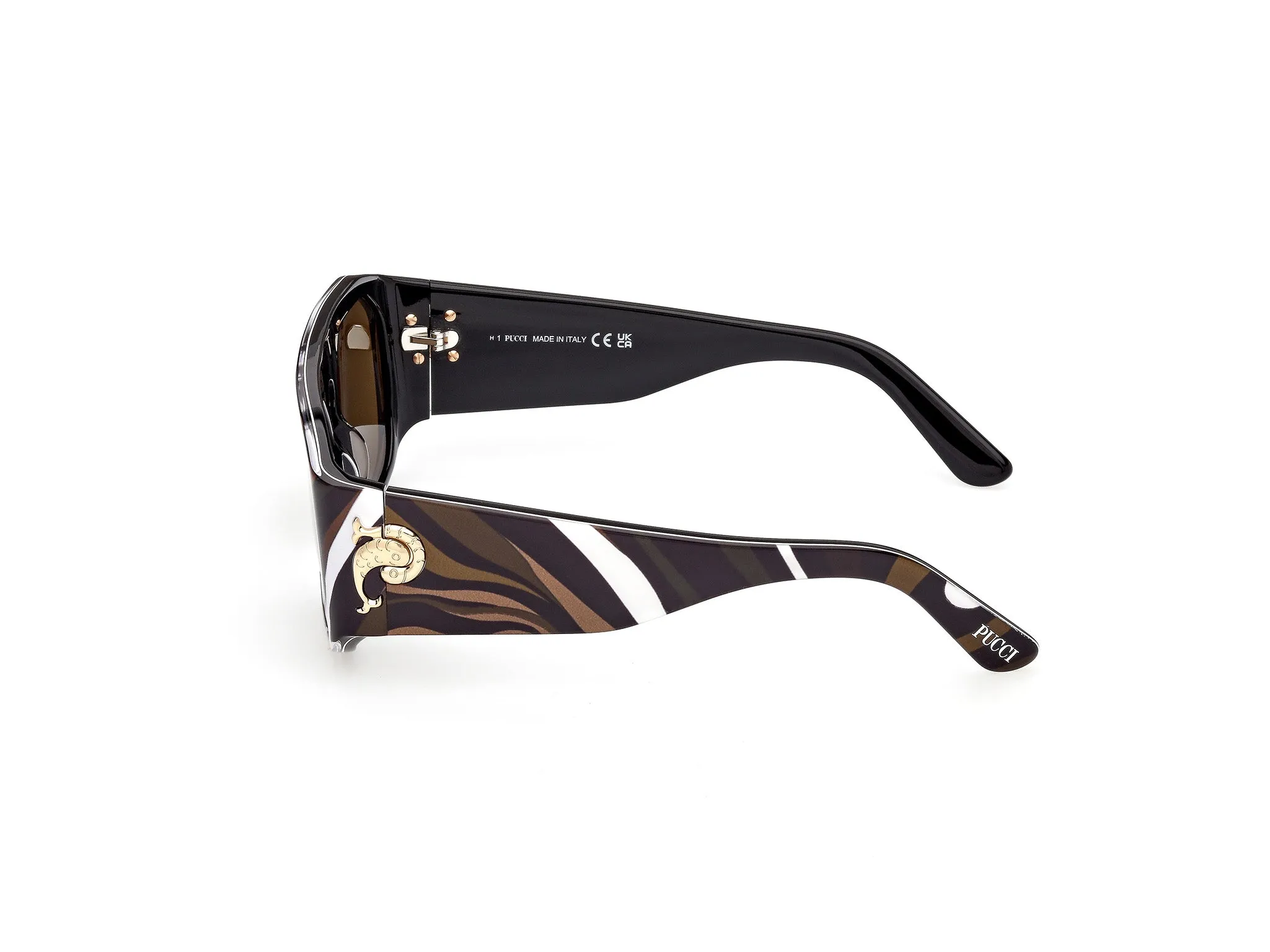 Emilio Pucci EP0242 99E Occhiali da sole Acetato Multi-colore Marrone Squadrata Normale - immagine 3