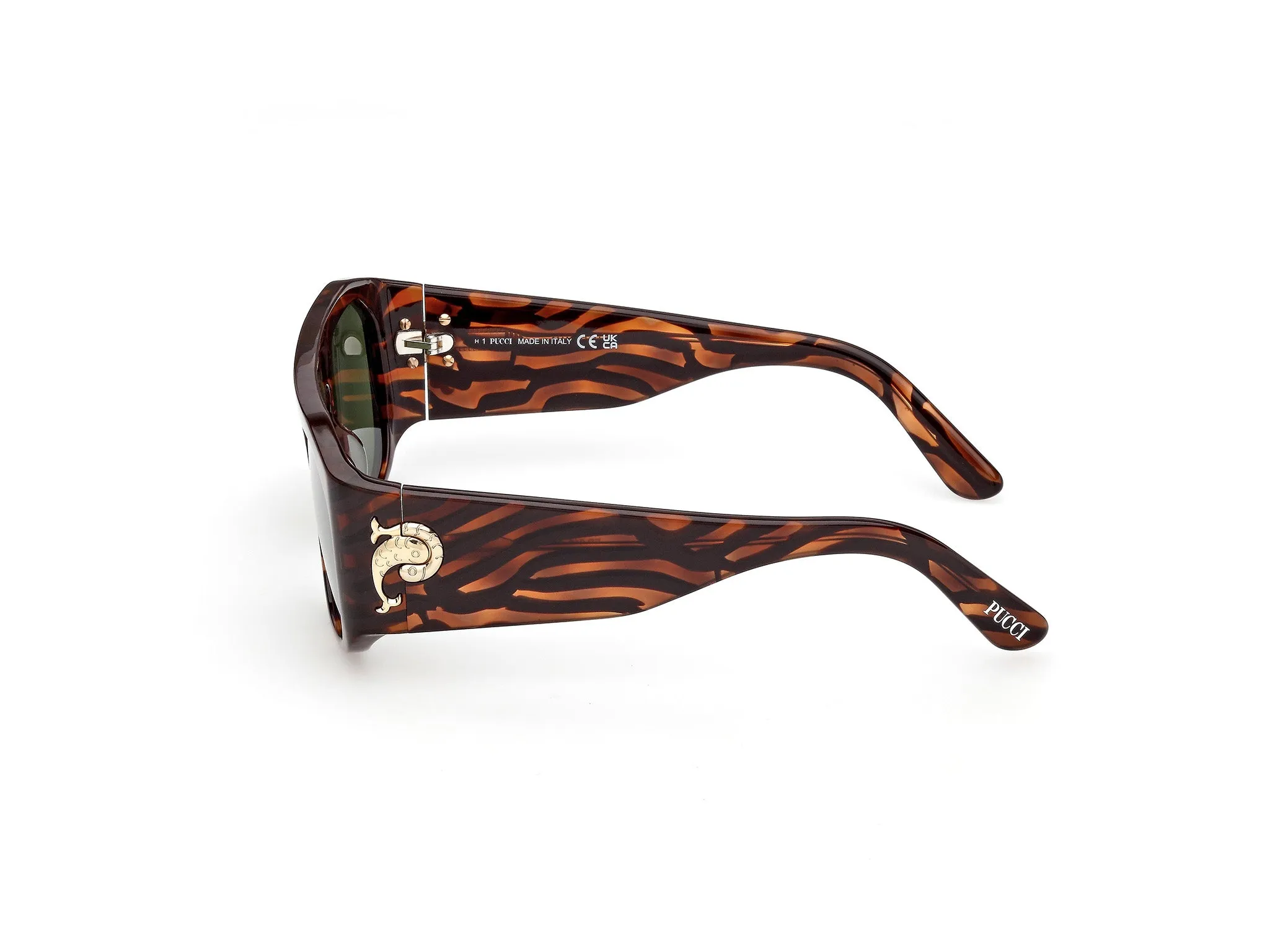 Emilio Pucci EP0242 56N Occhiali da sole Acetato Havana Verde Squadrata Normale - immagine 3