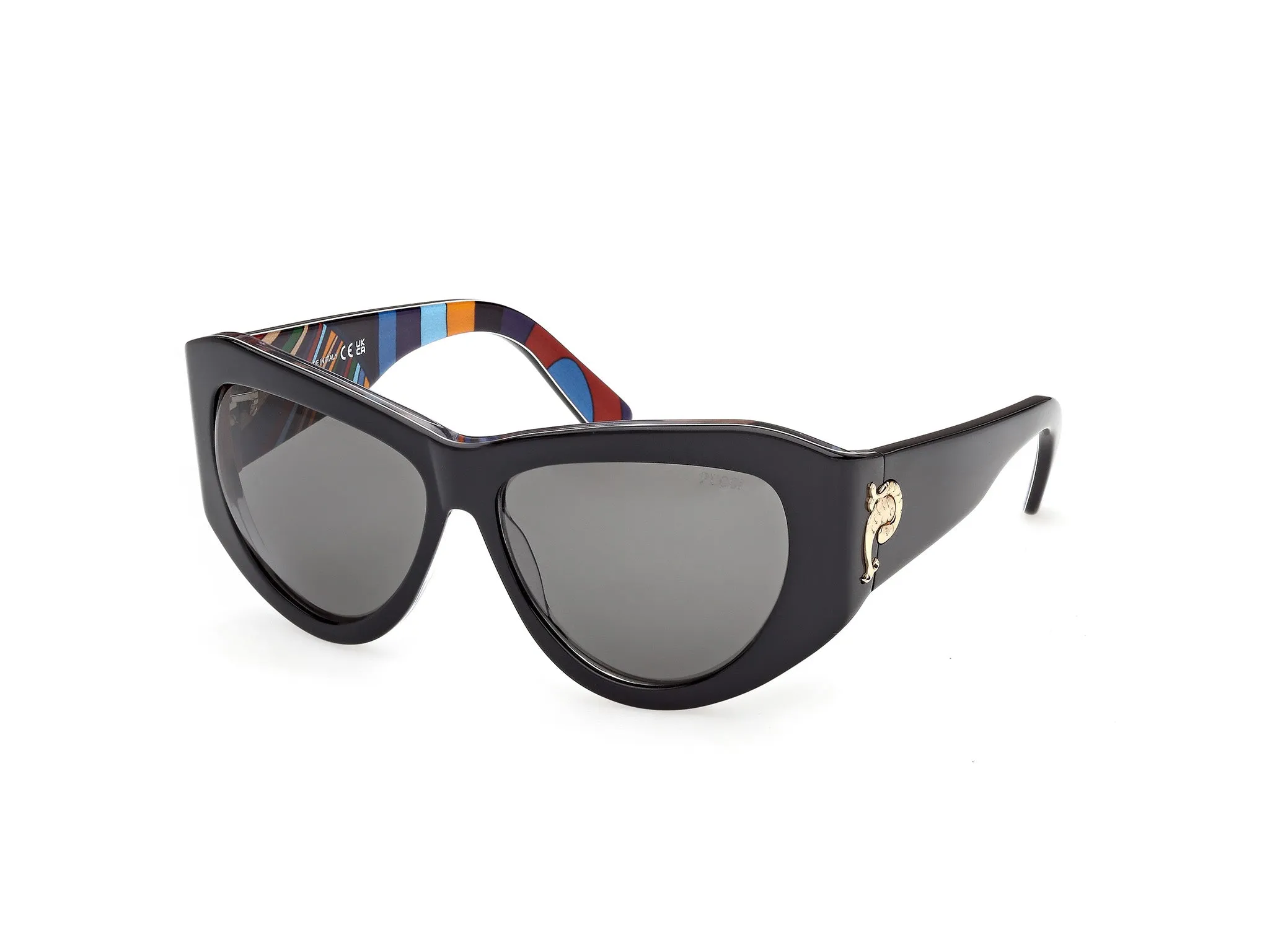 Emilio Pucci EP0241 05A Occhiali da sole Acetato Nero Fumo Cat Eye Normale - immagine 1