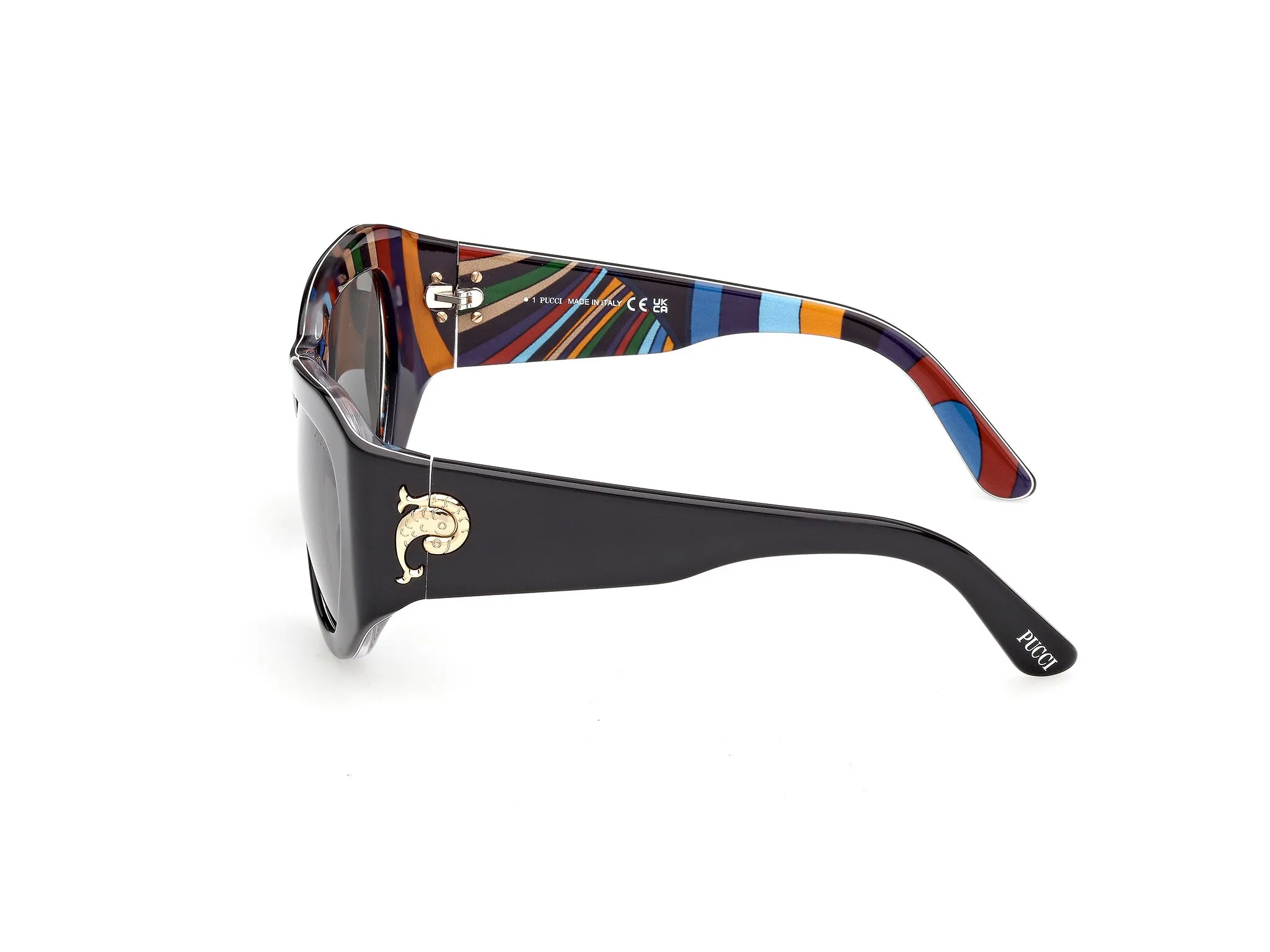 Emilio Pucci EP0241 05A Occhiali da sole Acetato Nero Fumo Cat Eye Normale - immagine 3